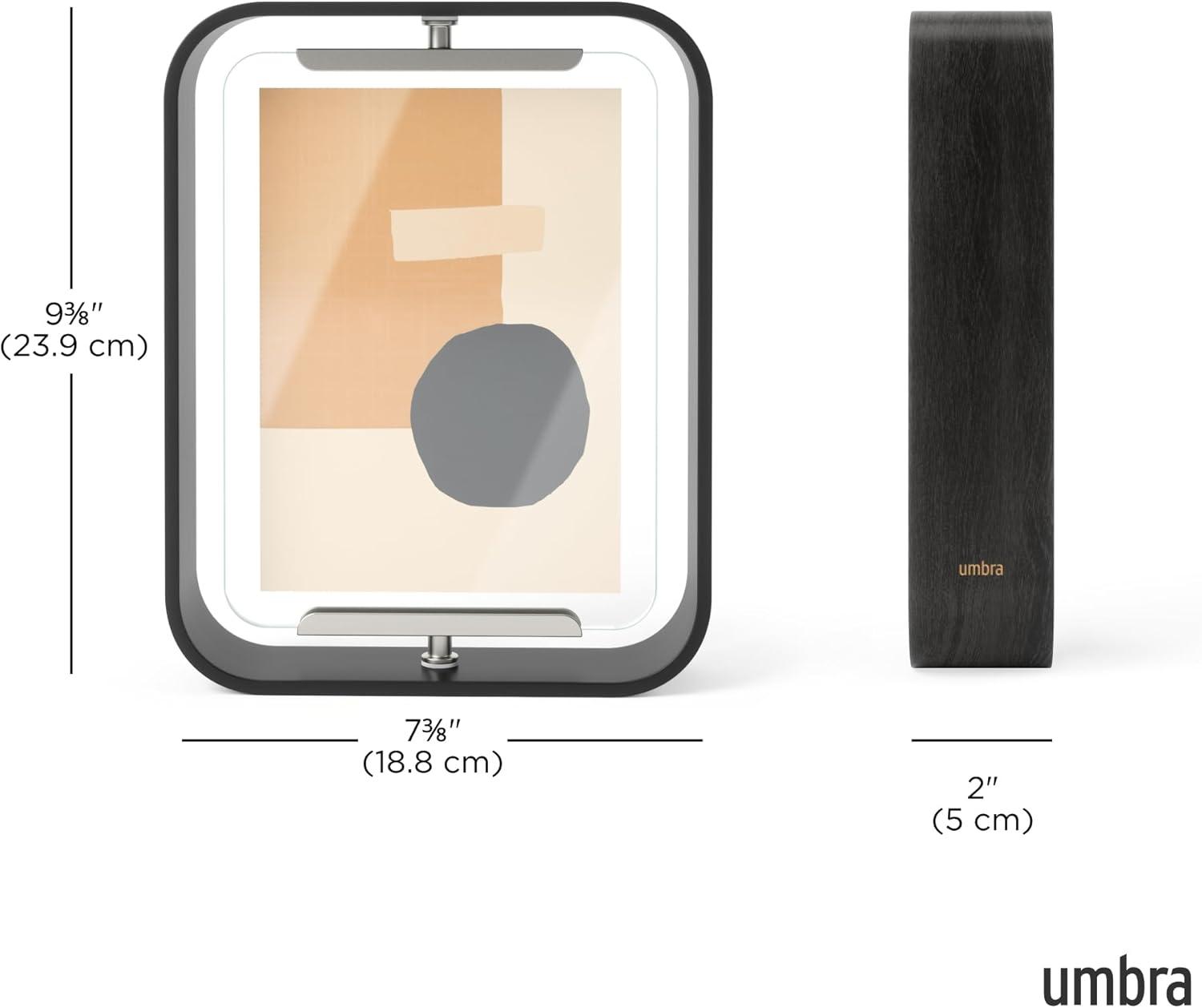 image:imageUmbra Bellwood 4x6 Desk Picture Frame Double Sided Rotating Wooden Photo Frame with 360Degree Pivot Tabletop Display for Portrait or Landscape Photos BlackBlack
