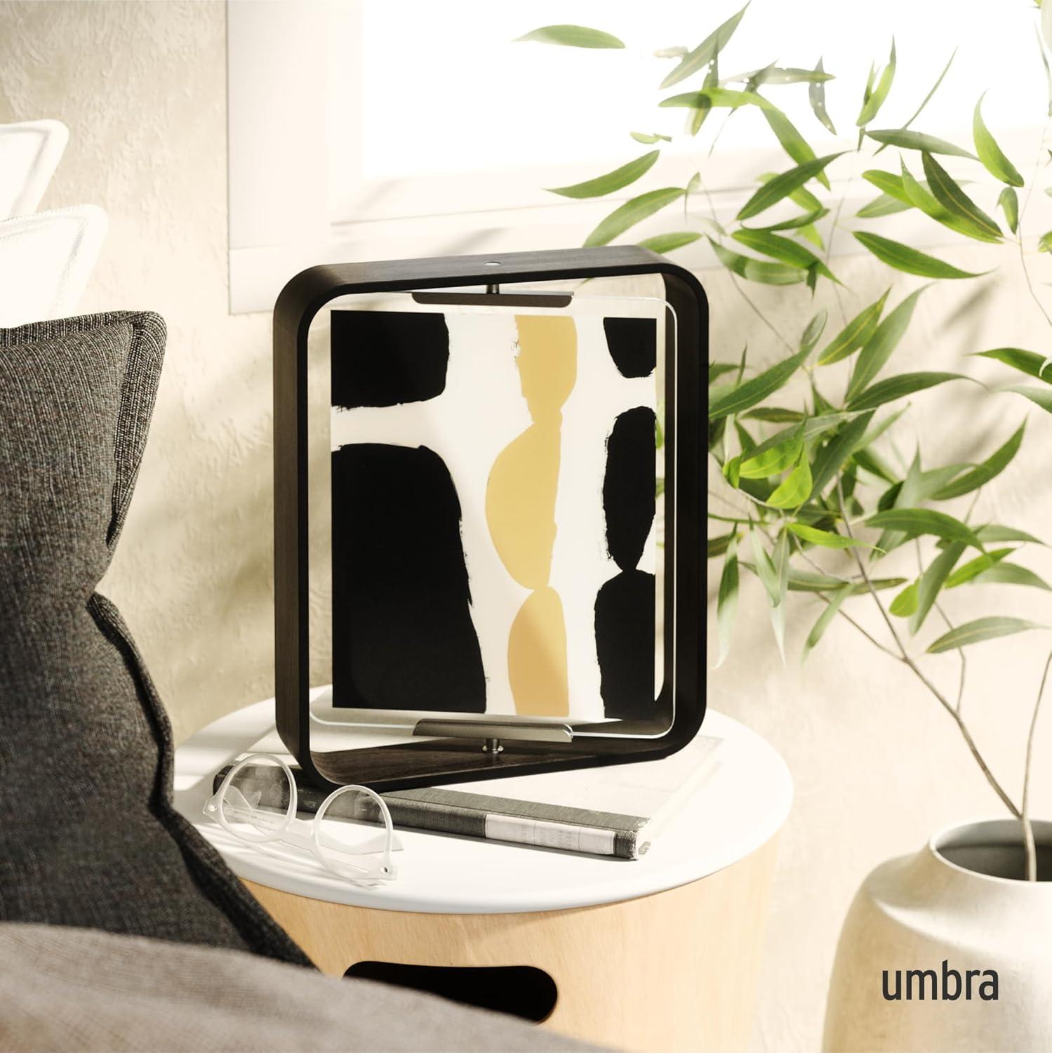 image:imageUmbra Bellwood 4x6 Desk Picture Frame Double Sided Rotating Wooden Photo Frame with 360Degree Pivot Tabletop Display for Portrait or Landscape Photos BlackBlack