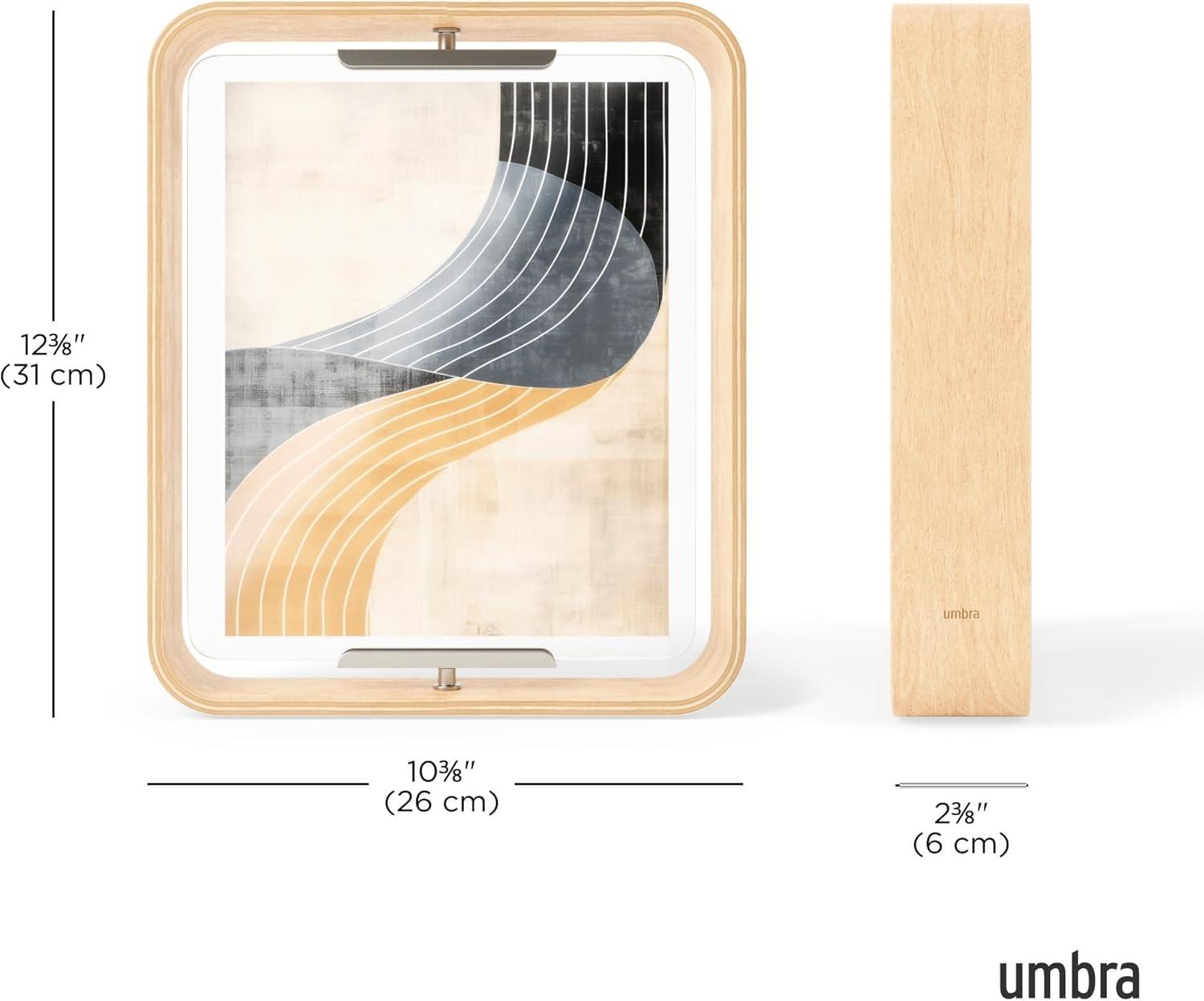 image:imageUmbra Bellwood 4x6 Desk Picture Frame Double Sided Rotating Wooden Photo Frame with 360Degree Pivot Tabletop Display for Portrait or Landscape Photos BlackNatural
