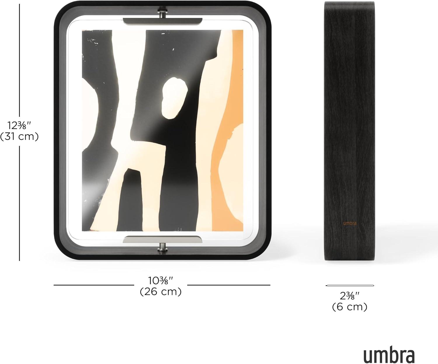 image:imageUmbra Bellwood 4x6 Desk Picture Frame Double Sided Rotating Wooden Photo Frame with 360Degree Pivot Tabletop Display for Portrait or Landscape Photos BlackBlack
