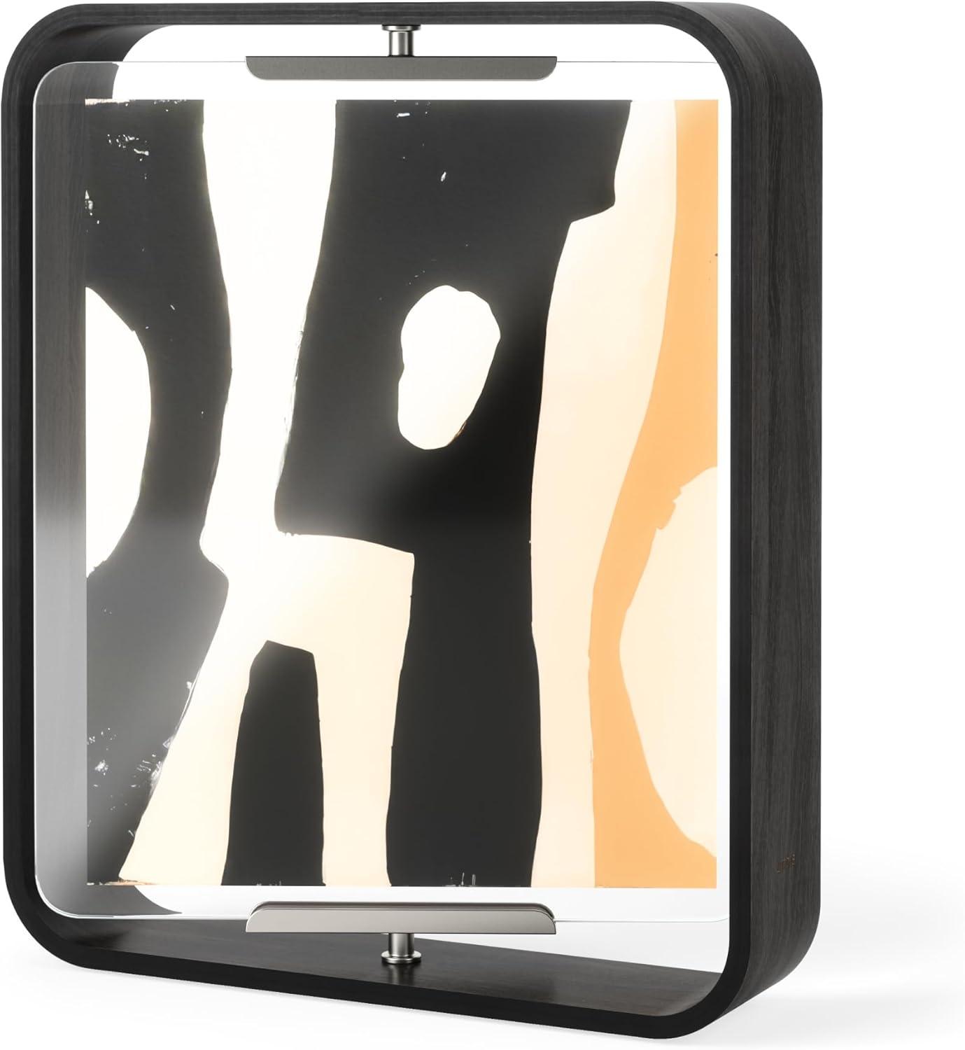 image:imageUmbra Bellwood 4x6 Desk Picture Frame Double Sided Rotating Wooden Photo Frame with 360Degree Pivot Tabletop Display for Portrait or Landscape Photos BlackBlack