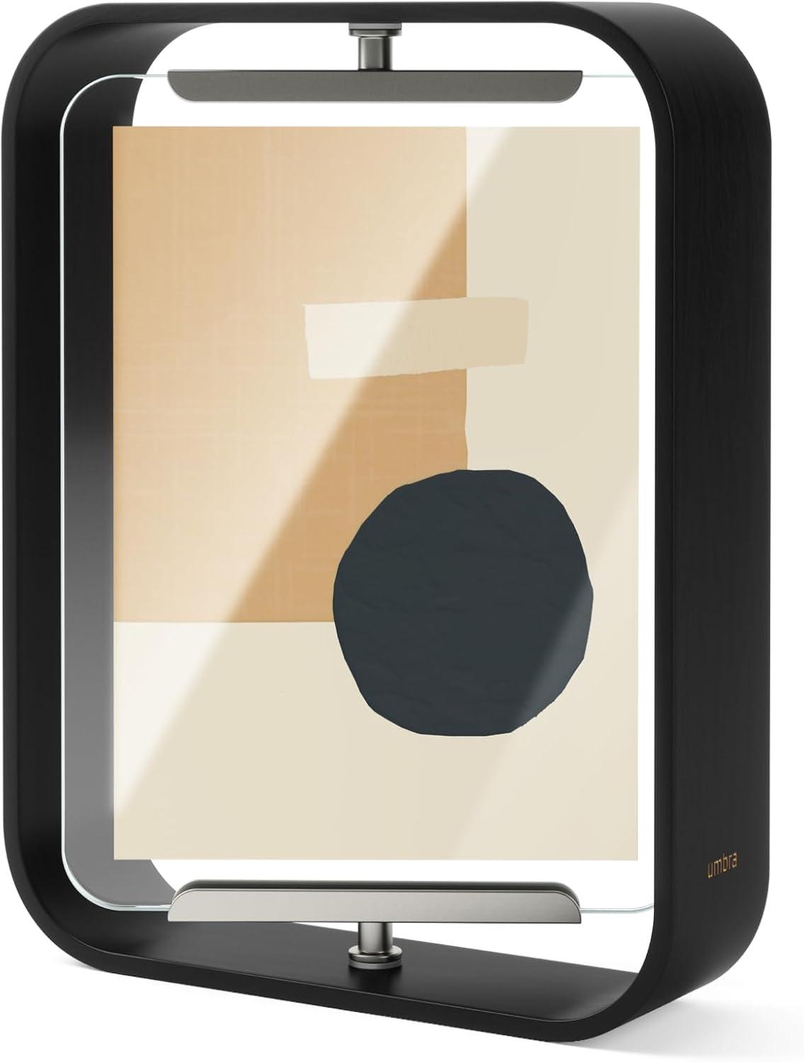 image:imageUmbra Bellwood 4x6 Desk Picture Frame Double Sided Rotating Wooden Photo Frame with 360Degree Pivot Tabletop Display for Portrait or Landscape Photos BlackBlack