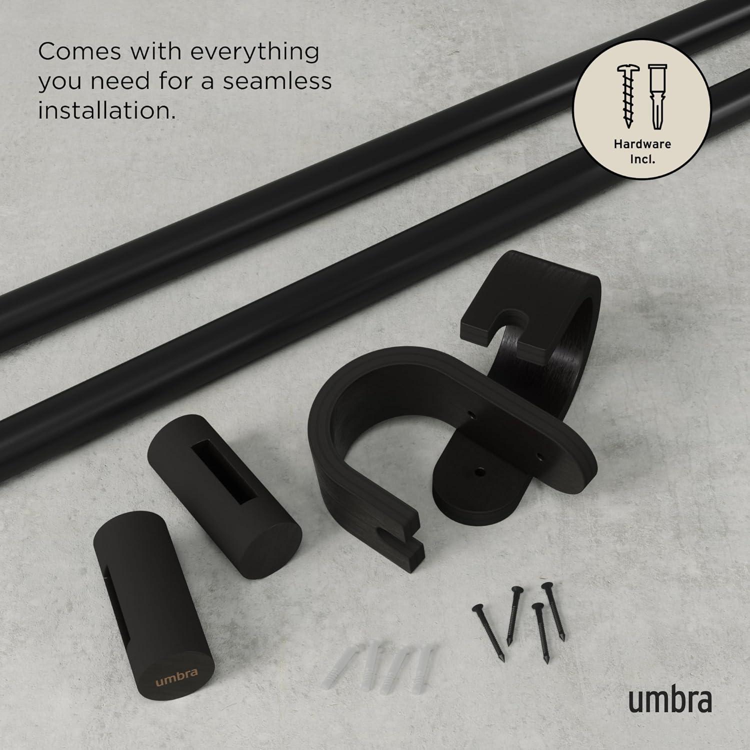 image:imageUmbra Bellwood Curtain Rod for Window Drapery Adjustable Length 42 to 120 Set Includes Finials and Mounting Hardware WhiteNaturalBlack