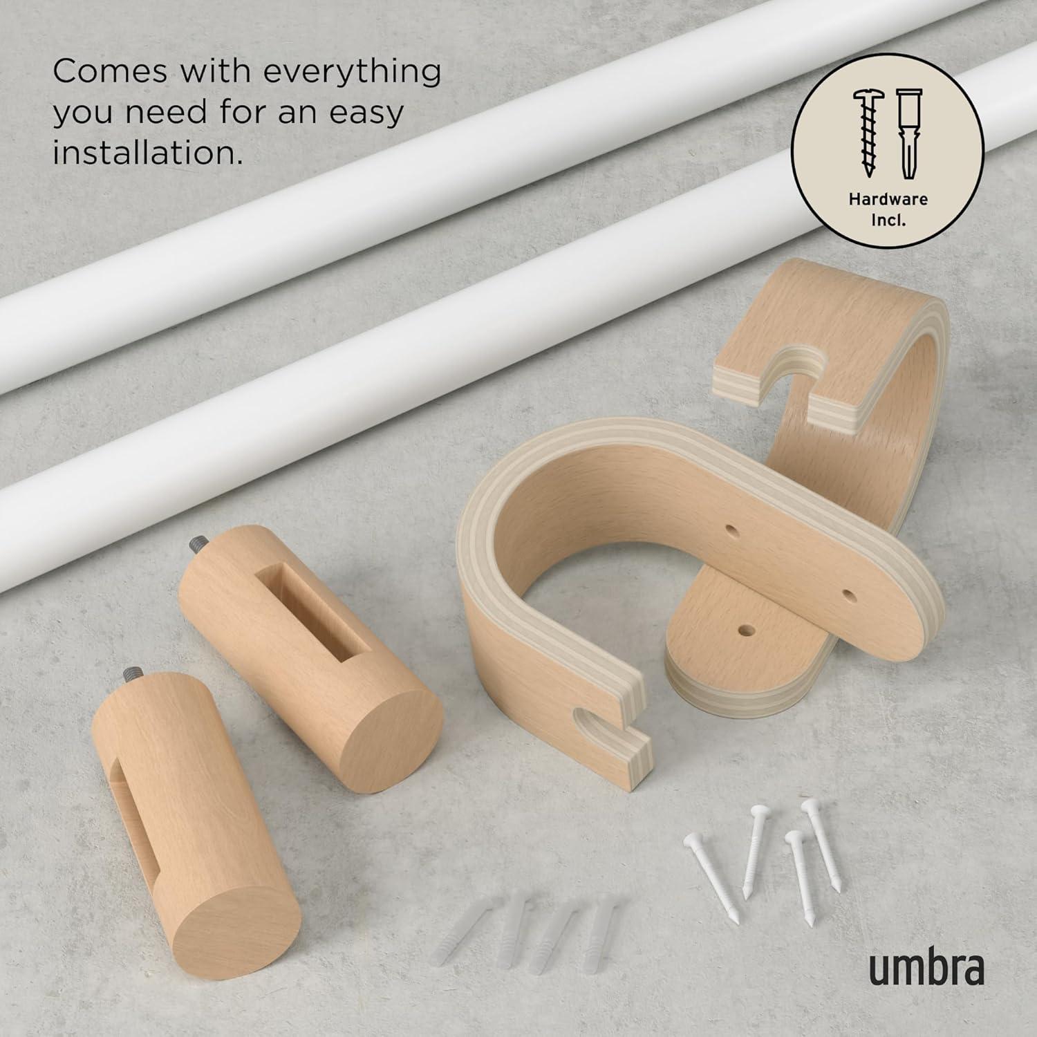 image:imageUmbra Bellwood Curtain Rod for Window Drapery Adjustable Length 42 to 120 Set Includes Finials and Mounting Hardware WhiteNaturalWhiteNatural