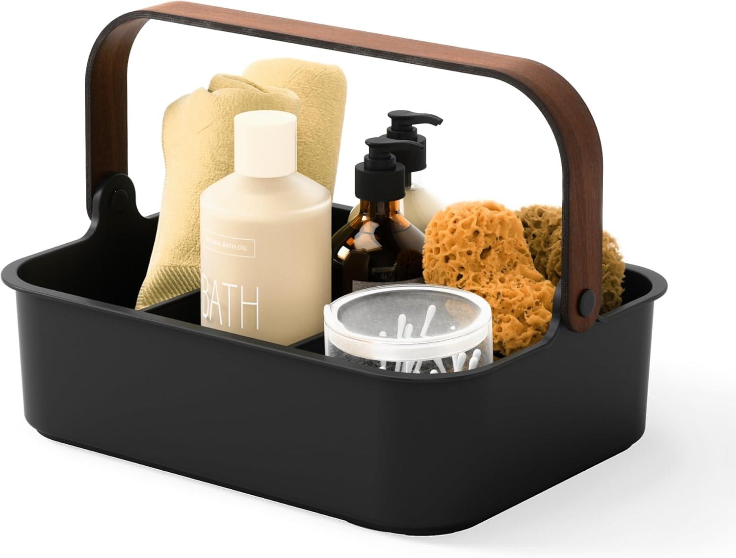 image:imageUmbra Bellwood Stackable Storage Bin Multipurpose Caddy Organizer 11 x 7 in WhiteNaturalBlackWalnut