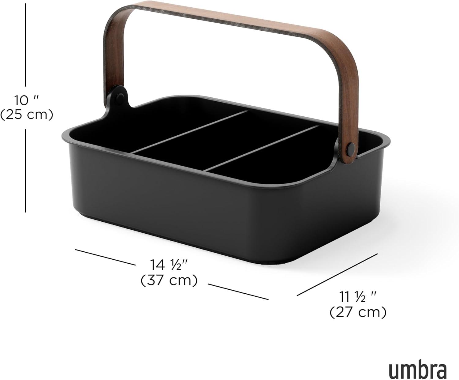 image:imageUmbra Bellwood Stackable Storage Bin Multipurpose Caddy Organizer 11 x 7 in WhiteNaturalBlackWalnut