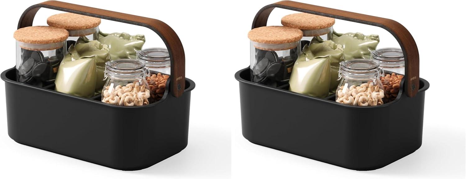 image:imageUmbra Bellwood Stackable Storage Bin Multipurpose Caddy Organizer 11 x 7 in WhiteNaturalBlackWalnut