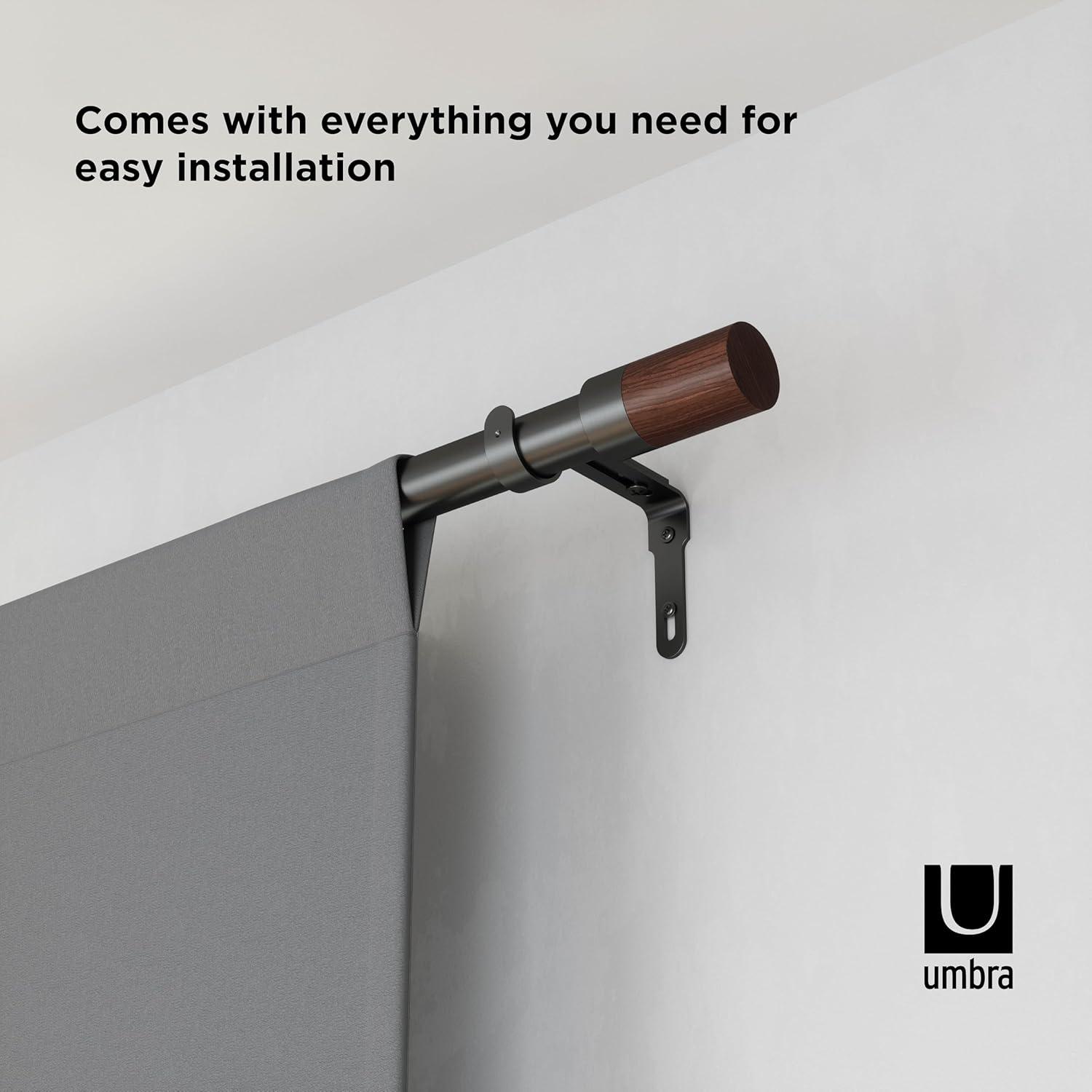 image:imageUmbra Blok Modern 1 Curtain Rod Includes 2 Matching Finials Brackets amp Hardware 36 to 72Inch GunmetalGunmetal
