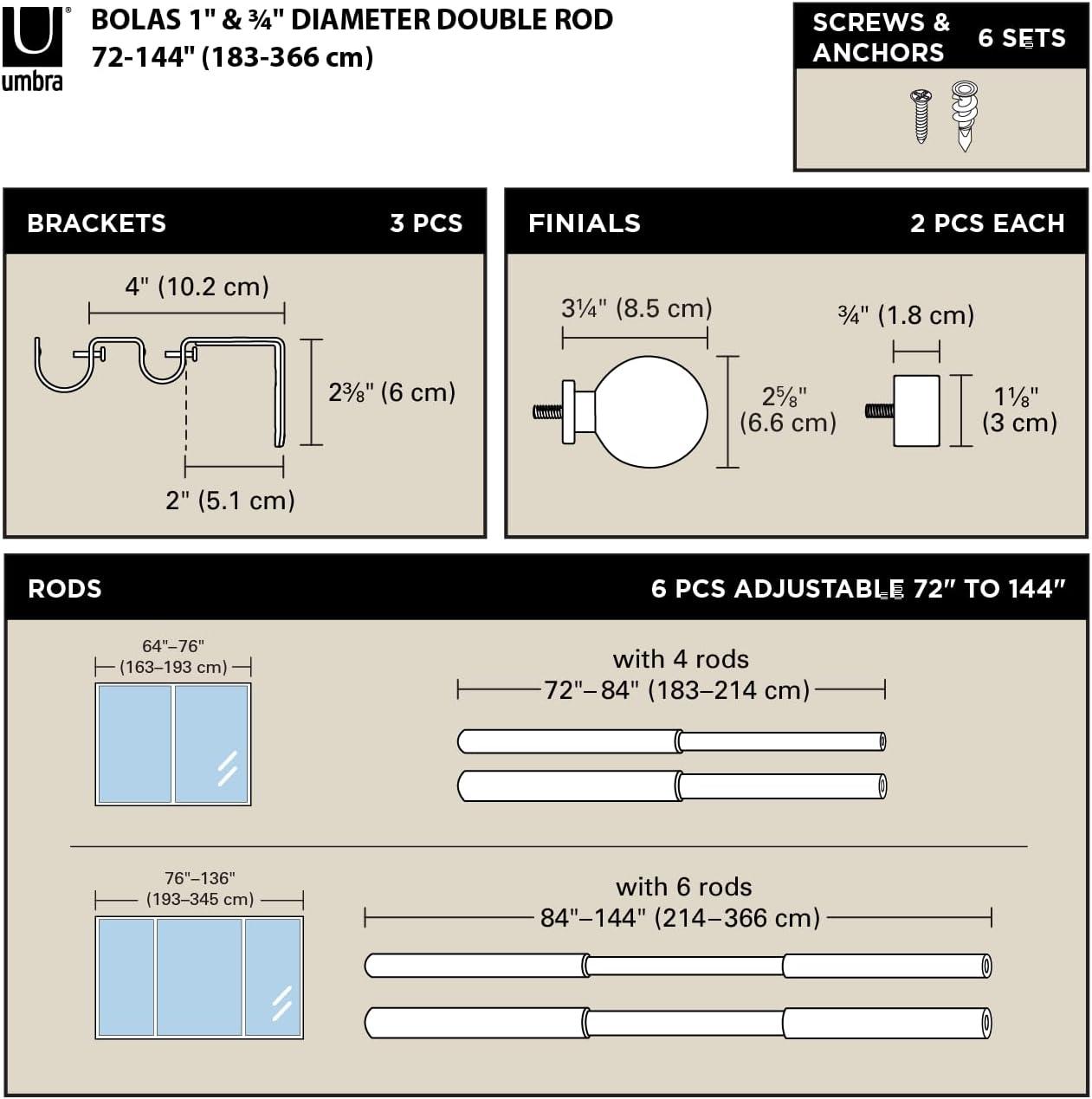 image:imageUmbra Bolas Double Curtain Rod NickelNickel