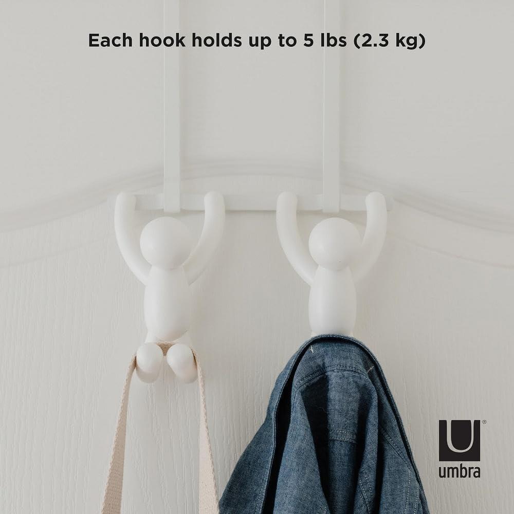 image:imageUmbra Buddy SpaceSaving Over The Cabinet Storage Hooks Kitchen and Bathroom Organizer Set of 2 White 2 CountWhite