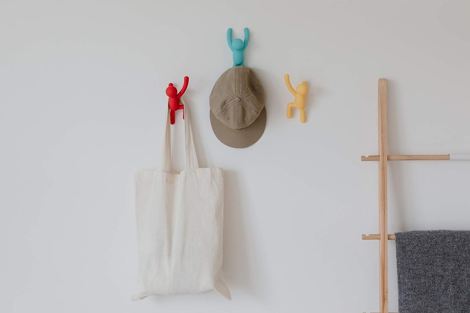 image:imageUmbra Buddy Wall Hooks Decorative Wall Mounted Coat Hooks for Hanging Coats Scarves Bags Purses Backpacks Towels and More Set of 3 WhiteRedBlueYellow