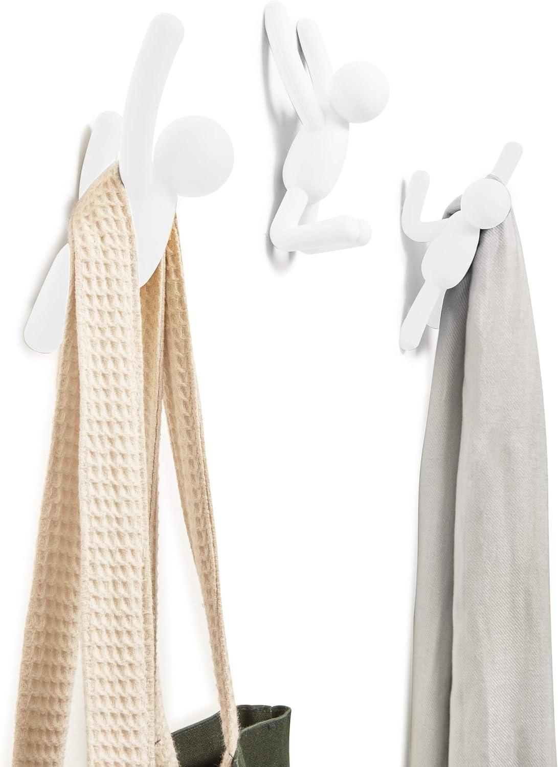 image:imageUmbra Buddy Wall Hooks Decorative Wall Mounted Coat Hooks for Hanging Coats Scarves Bags Purses Backpacks Towels and More Set of 3 WhiteWhite
