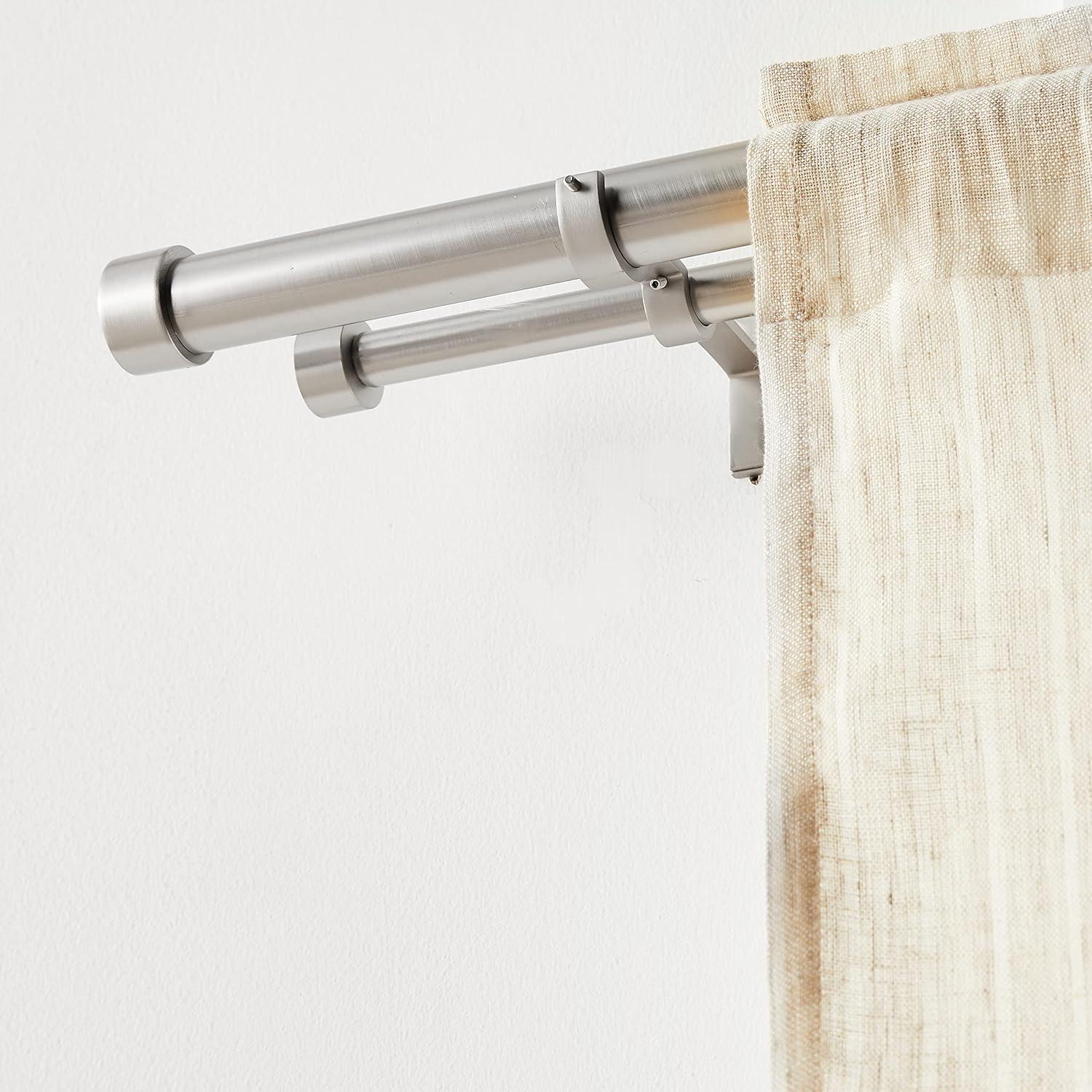 image:imageUmbra Cappa 114 Front and Back Double Drapery Rod for Windows 72 to 144 Double Drapery Rod Nickel72 to 144Inches