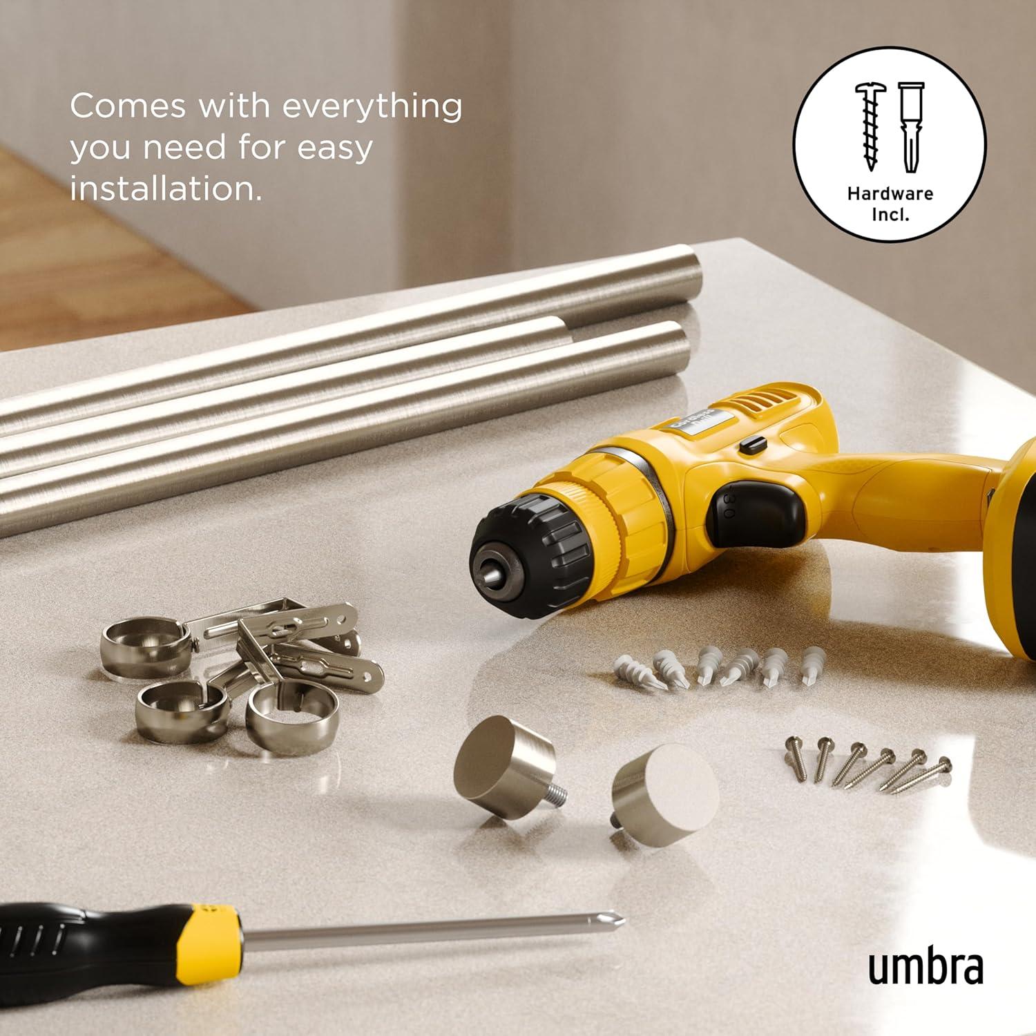 image:imageUmbra Cappa Curtain Rod Includes 2 Matching Finials Brackets amp Hardware 36 to 66Inches GoldNickel