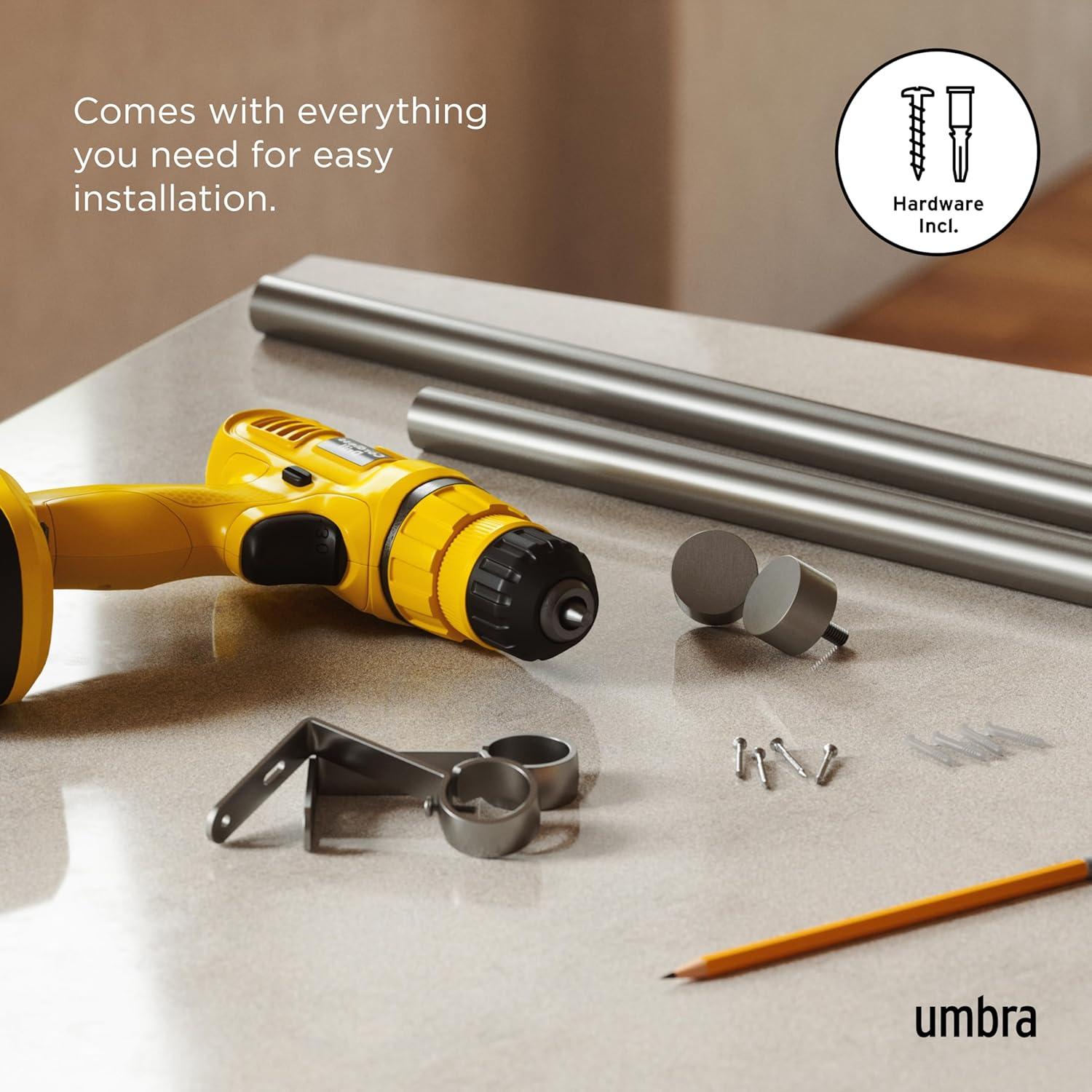 image:imageUmbra Cappa Curtain Rod Includes 2 Matching Finials Brackets amp Hardware 36 to 66Inches GoldNickel