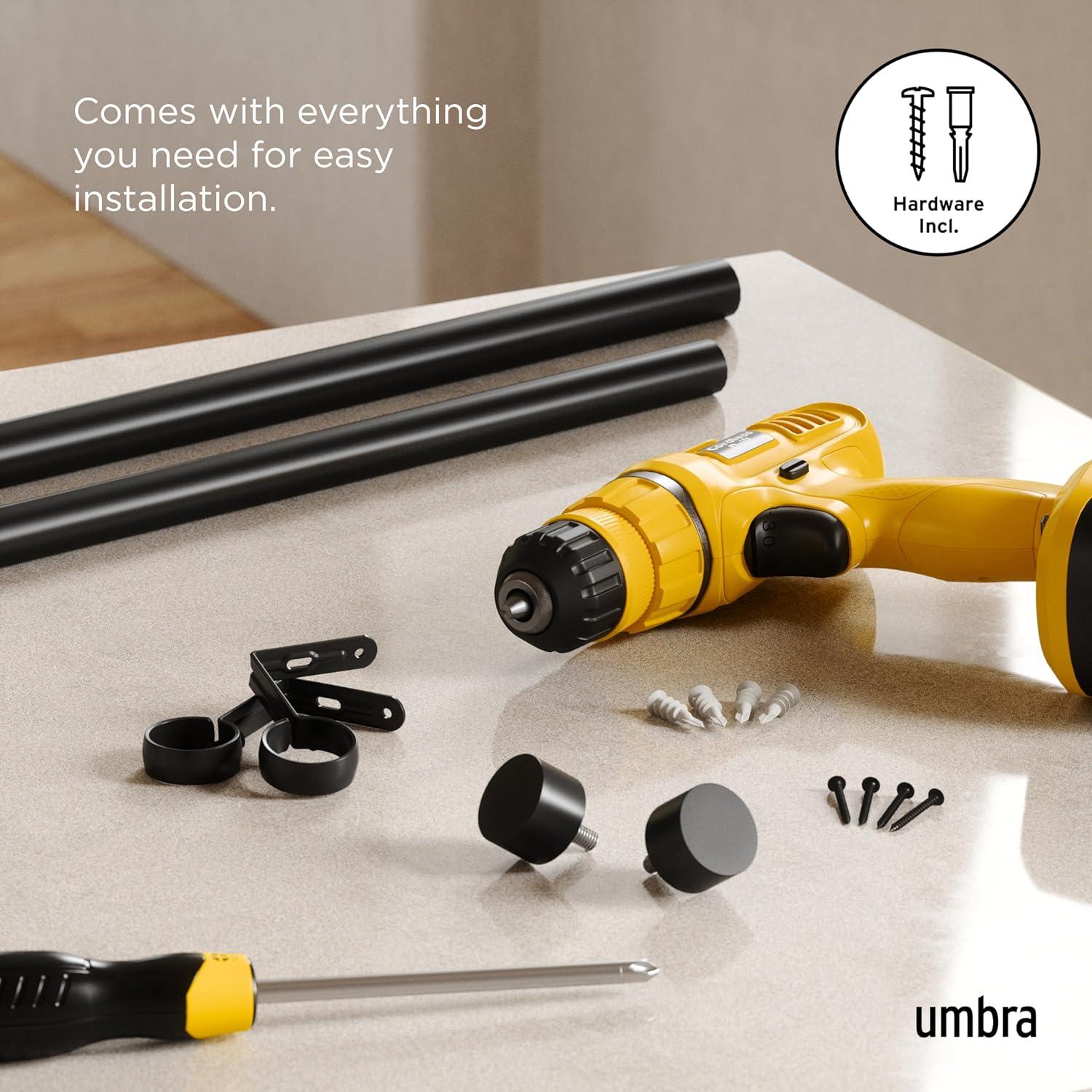 image:imageUmbra Cappa Modern 1 Curtain Rod Includes 2 Matching Finials Brackets amp Hardware BrassBlack