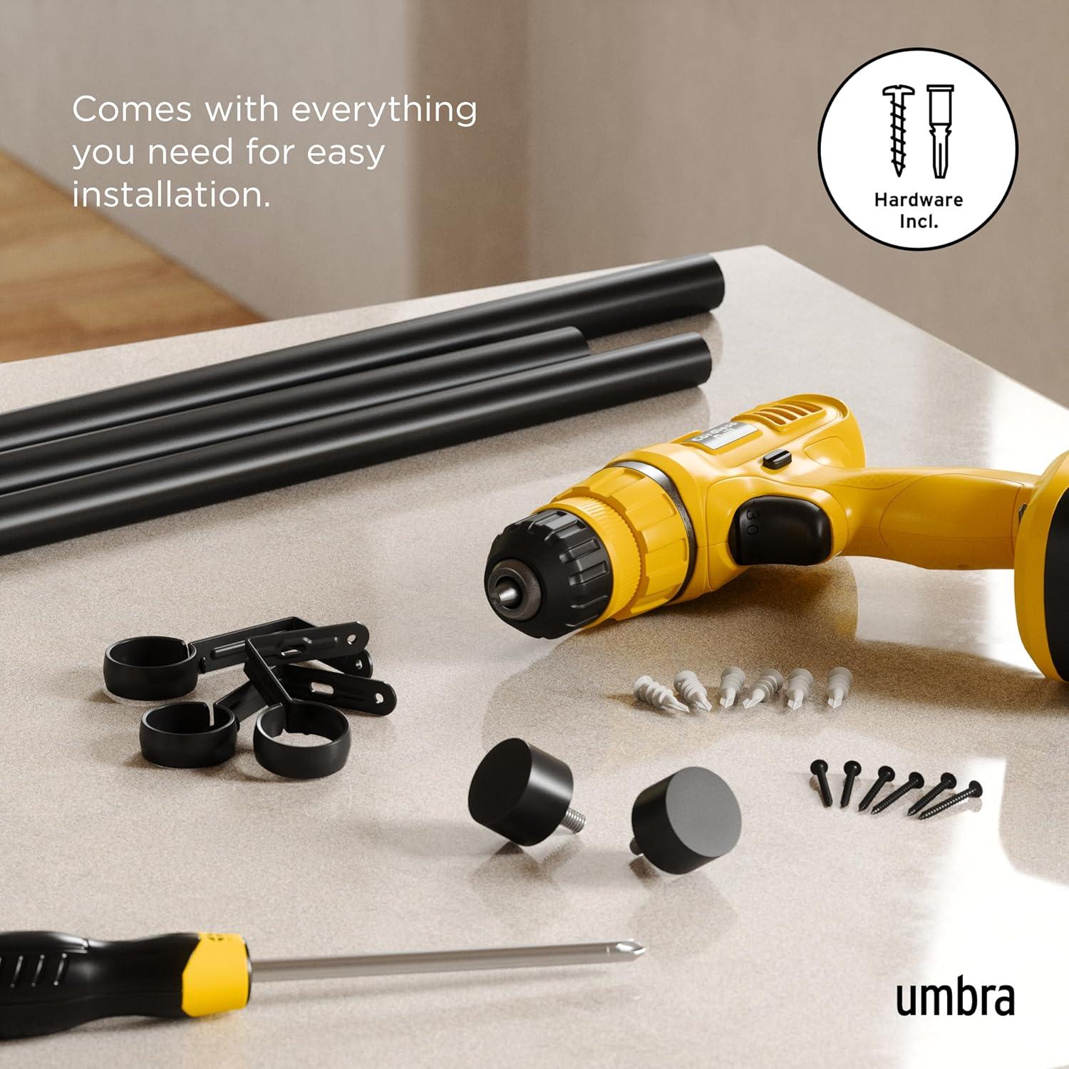 image:imageUmbra Cappa Modern 1 Curtain Rod Includes 2 Matching Finials Brackets amp Hardware BrassBlack