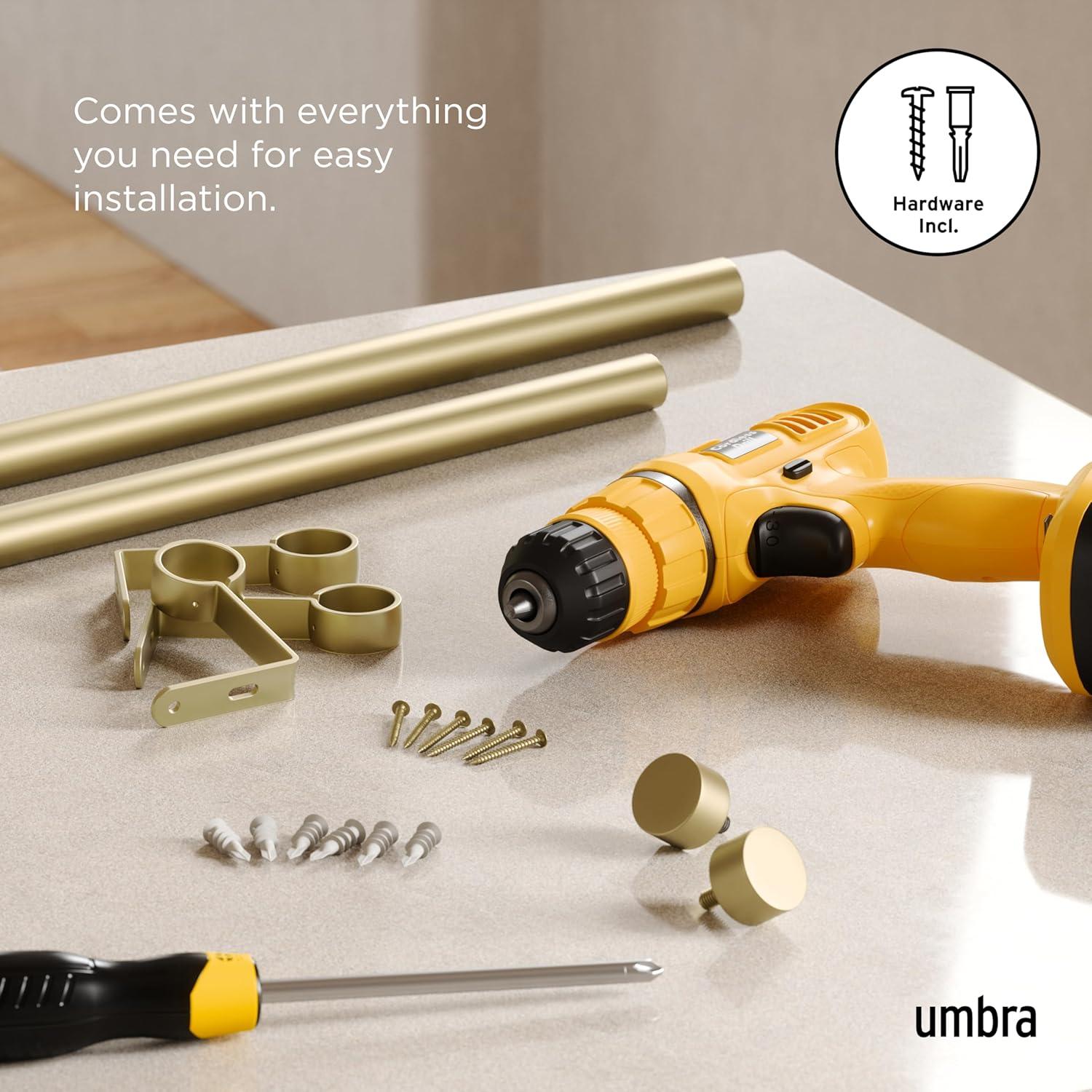 image:imageUmbra Cappa Modern 1 Curtain Rod Includes 2 Matching Finials Brackets amp Hardware BrassGold