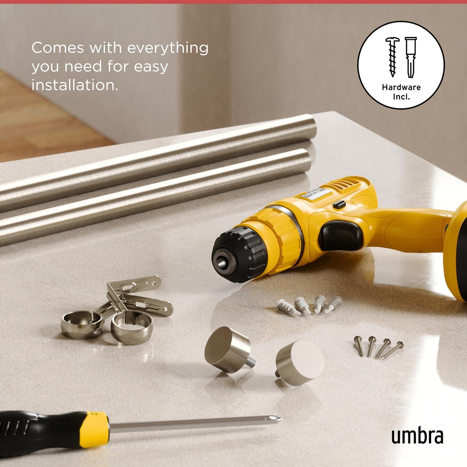 image:imageUmbra Cappa Modern 1 Curtain Rod Includes 2 Matching Finials Brackets amp Hardware BrassNickel