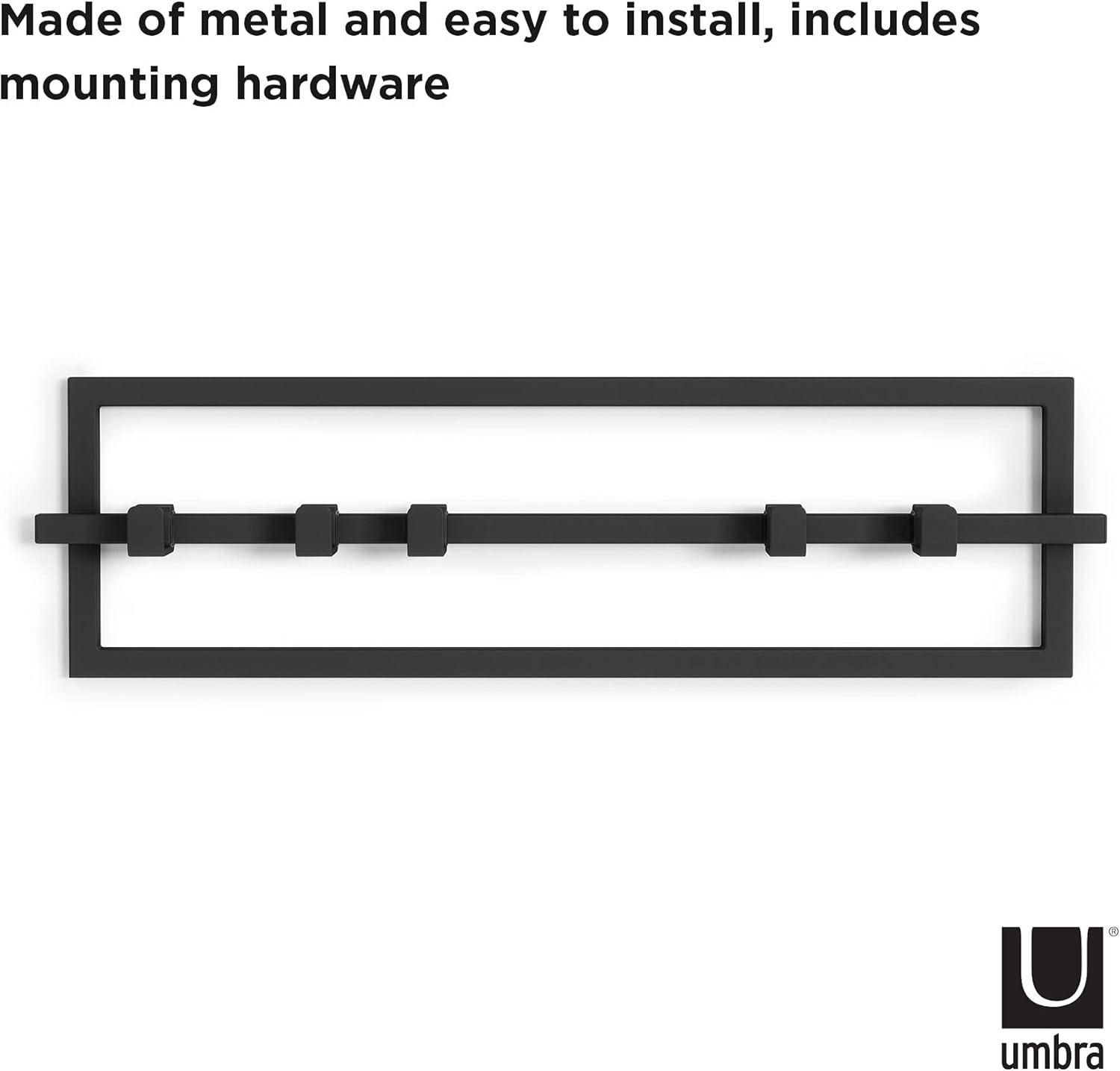 image:imageUmbra Cubiko Wall Mounted Modern Sleek SpaceSaving Hanger with Retractable Hooks to Hang Coats Scarves Purses and More 5 WhiteBlack