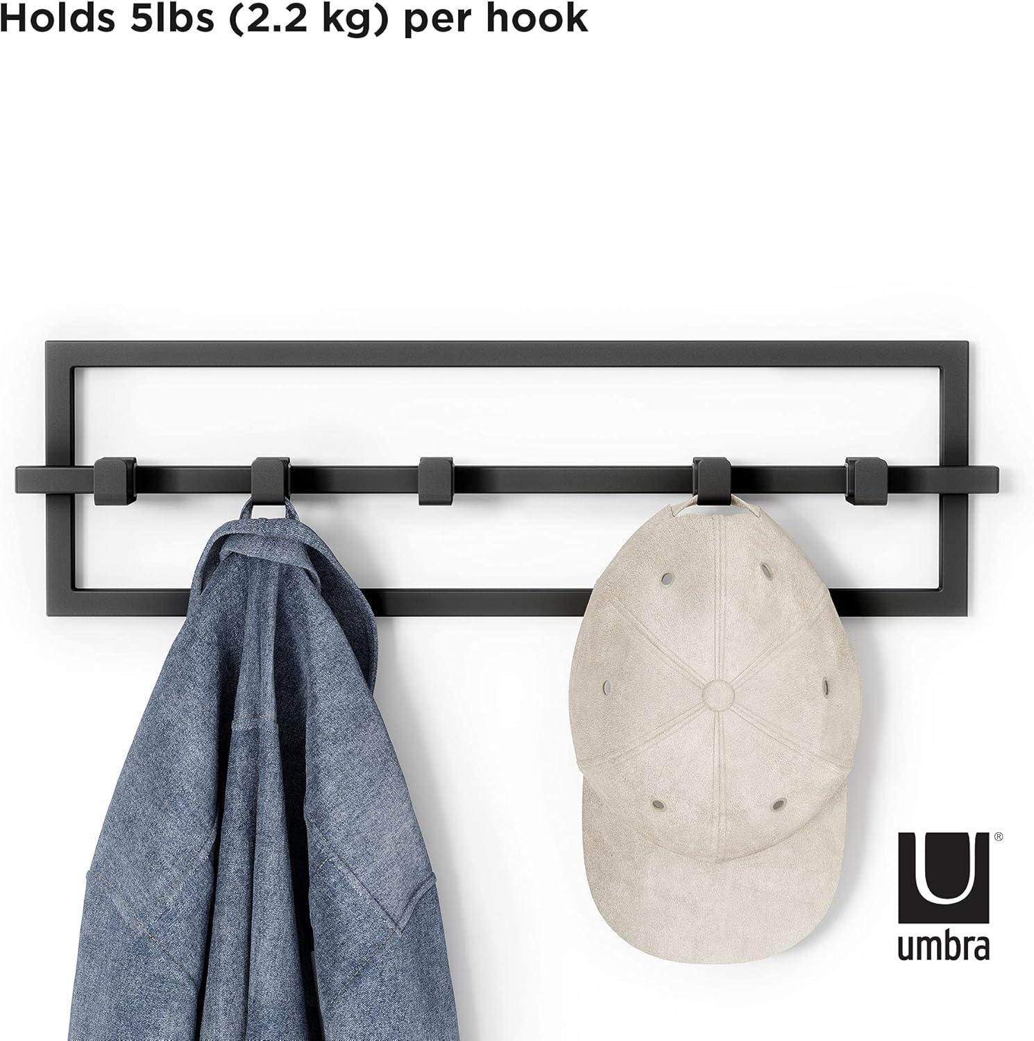 image:imageUmbra Cubiko Wall Mounted Modern Sleek SpaceSaving Hanger with Retractable Hooks to Hang Coats Scarves Purses and More 5 WhiteBlack