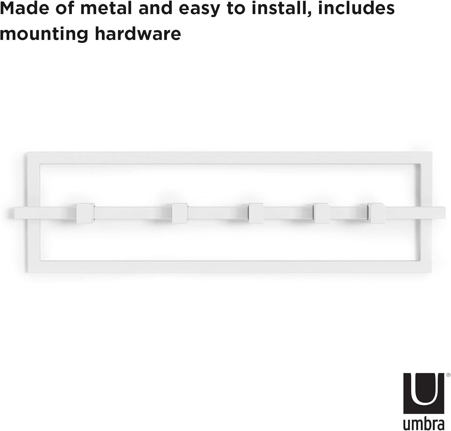 image:imageUmbra Cubiko Wall Mounted Modern Sleek SpaceSaving Hanger with Retractable Hooks to Hang Coats Scarves Purses and More 5 WhiteWhite