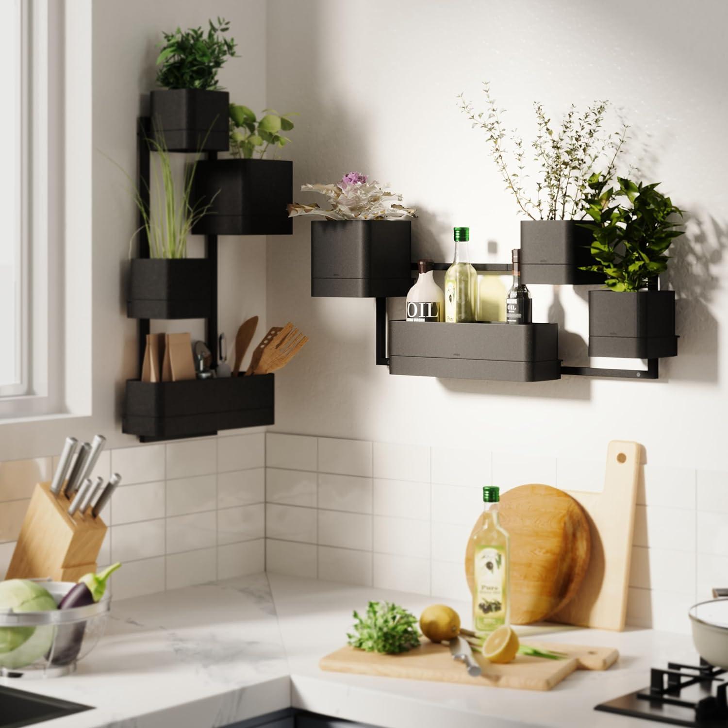 image:imageUmbra Cubiko WallMount Planter with Four Adjustable Pots Suitable for Indoor or Outdoor Use SandBlack