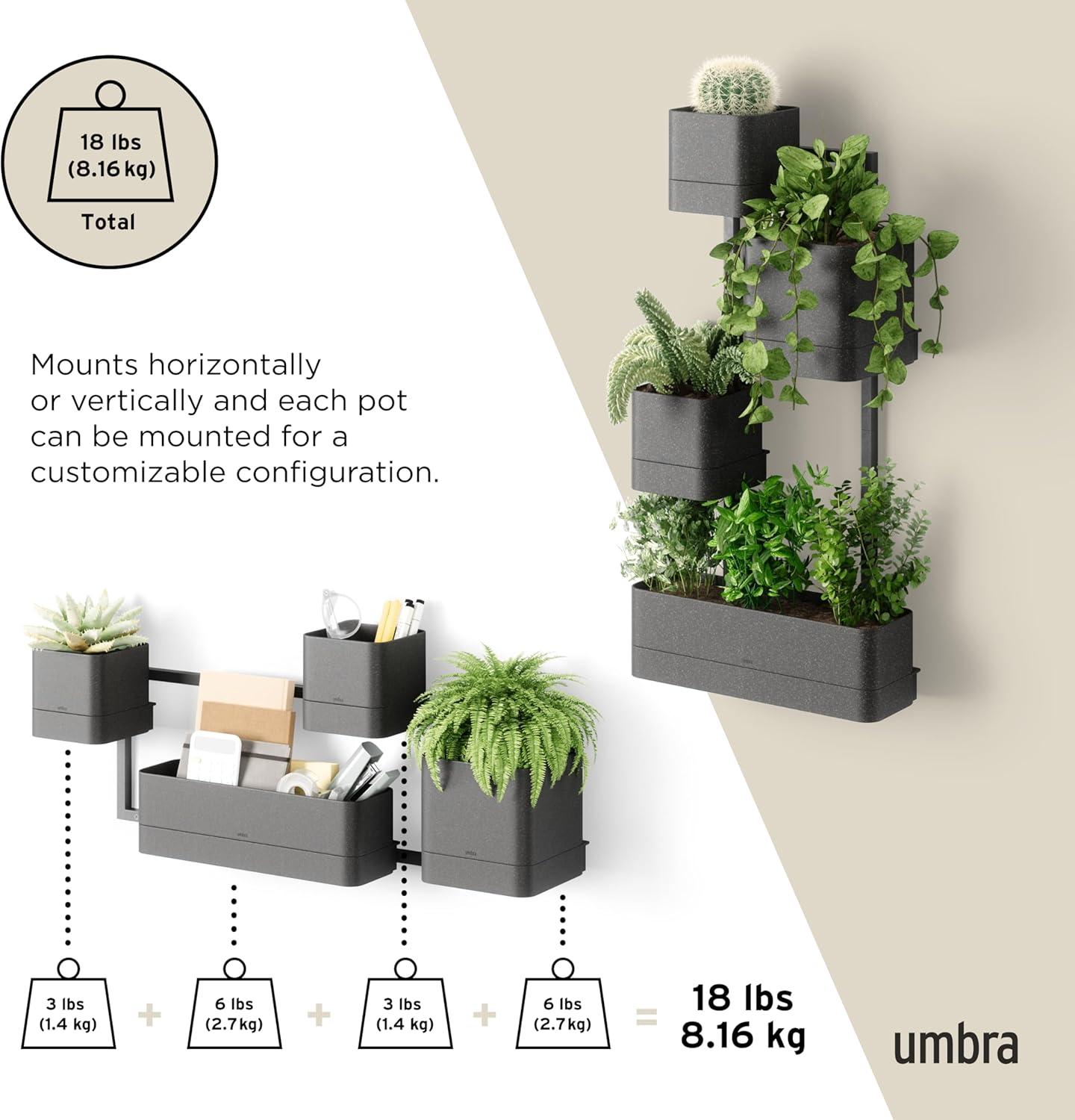 image:imageUmbra Cubiko WallMount Planter with Four Adjustable Pots Suitable for Indoor or Outdoor Use SandBlack