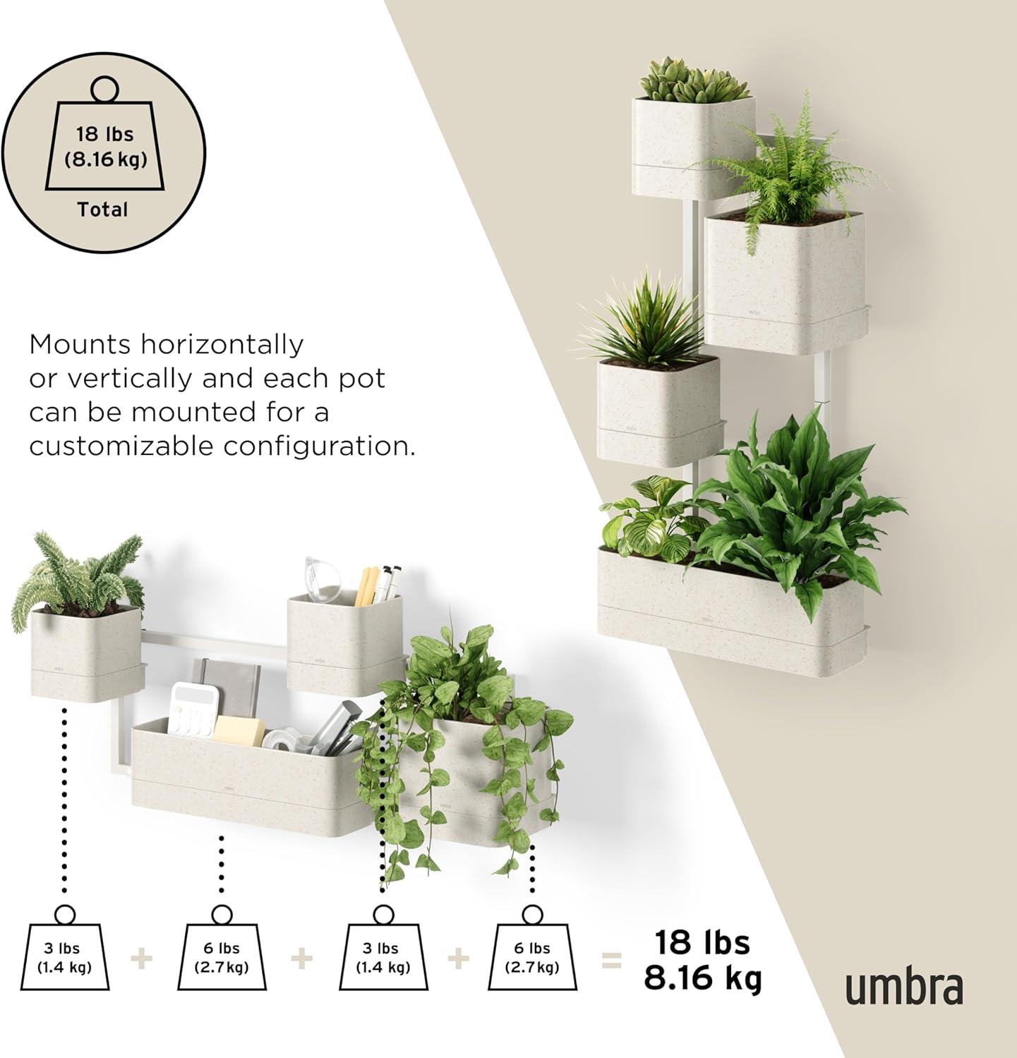 image:imageUmbra Cubiko WallMount Planter with Four Adjustable Pots Suitable for Indoor or Outdoor Use SandSand