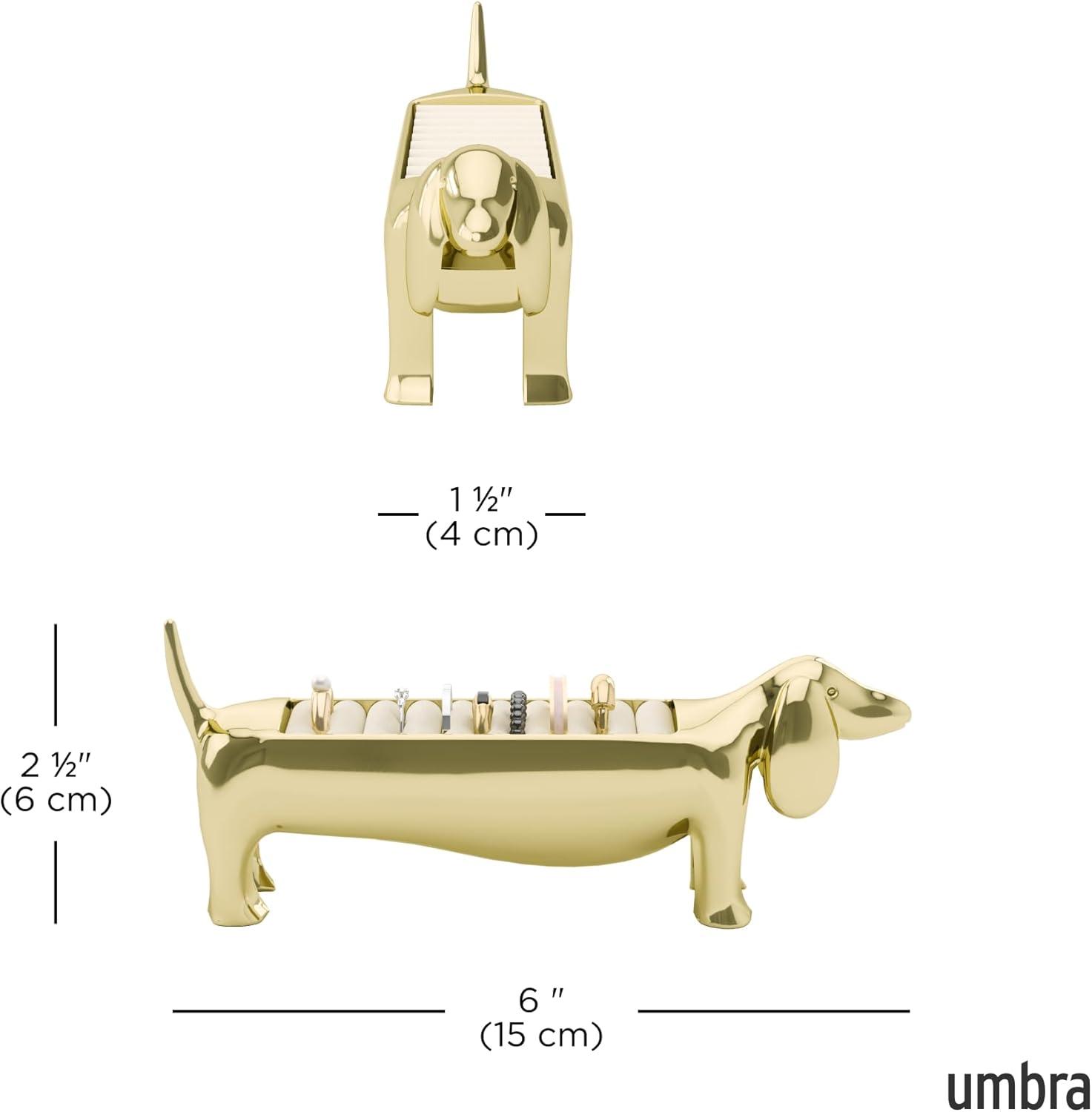 image:imageUmbra Dachsie Ring Holder Gift for Weiner Dog Dachshund Doxie Lover Jewelry Storage BrassGold