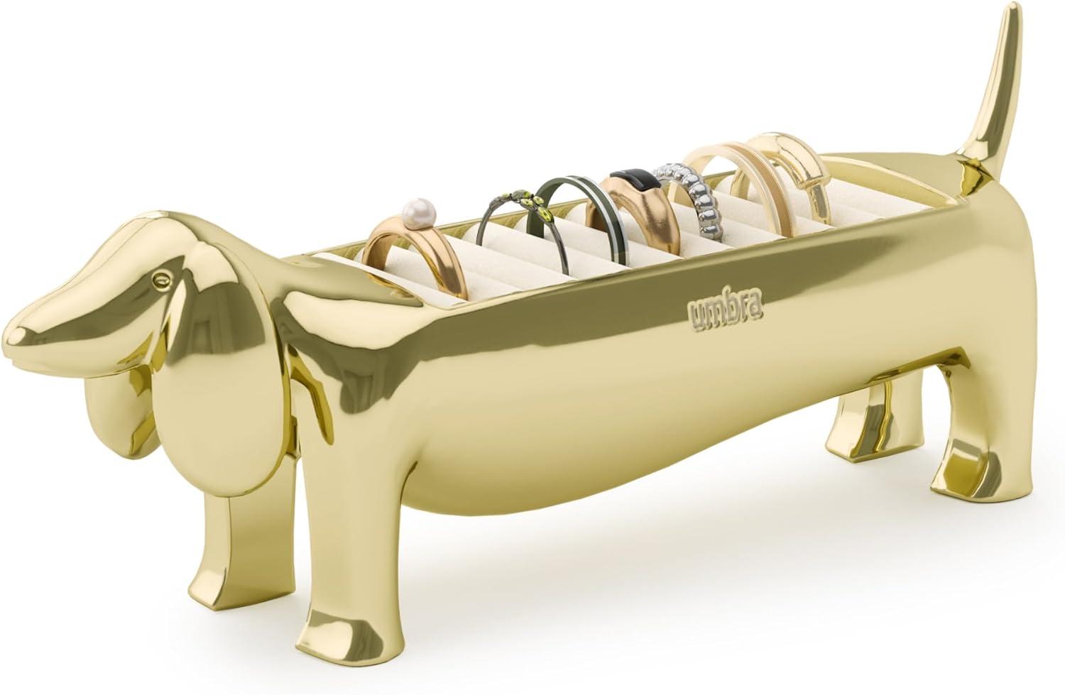 image:imageUmbra Dachsie Ring Holder Gift for Weiner Dog Dachshund Doxie Lover Jewelry Storage BrassGold