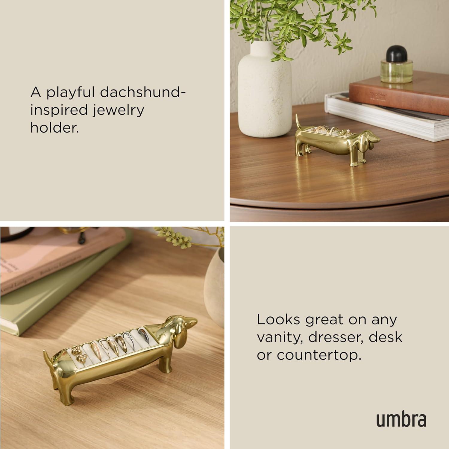 image:imageUmbra Dachsie Ring Holder Gift for Weiner Dog Dachshund Doxie Lover Jewelry Storage BrassGold