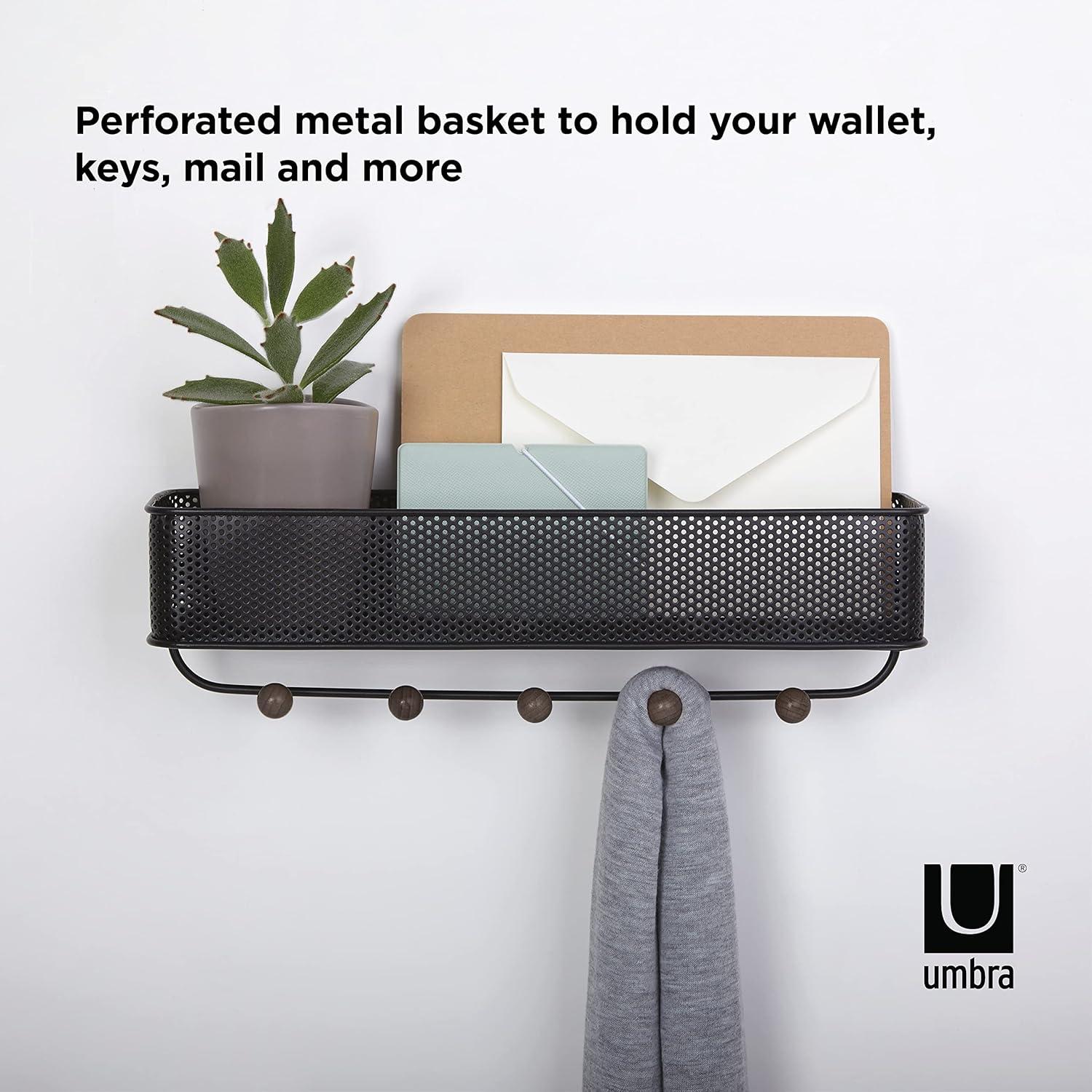 image:imageUmbra Estique Entryway Organizer Great for Storing Keys Small Accessories Mail Wallets and More Small BlackWalnut