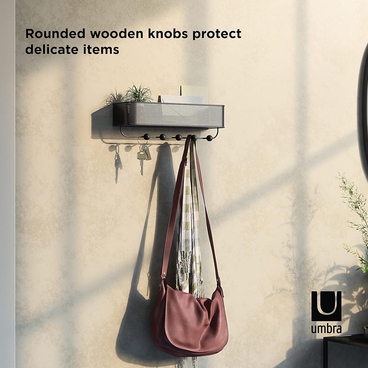 image:imageUmbra Estique Entryway Organizer Great for Storing Keys Small Accessories Mail Wallets and More Small BlackWalnut