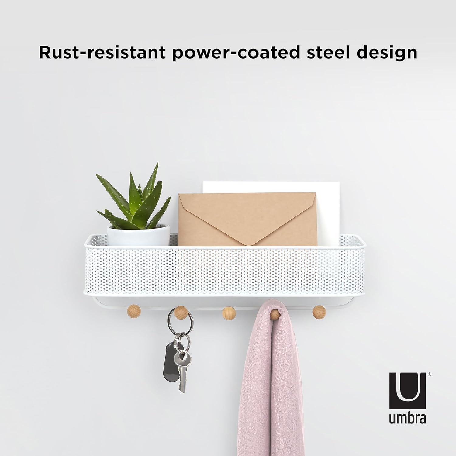 image:imageUmbra Estique Entryway Organizer Great for Storing Keys Small Accessories Mail Wallets and More Small WhiteNaturalWhiteNatural