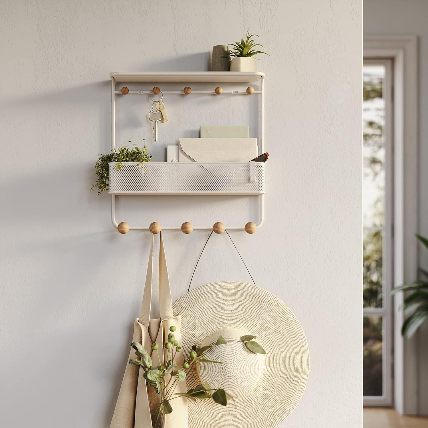 image:imageUmbra Estique Entryway Organizer Great for Storing Keys Small Accessories Mail Wallets and More Small WhiteNaturalWhiteNatural