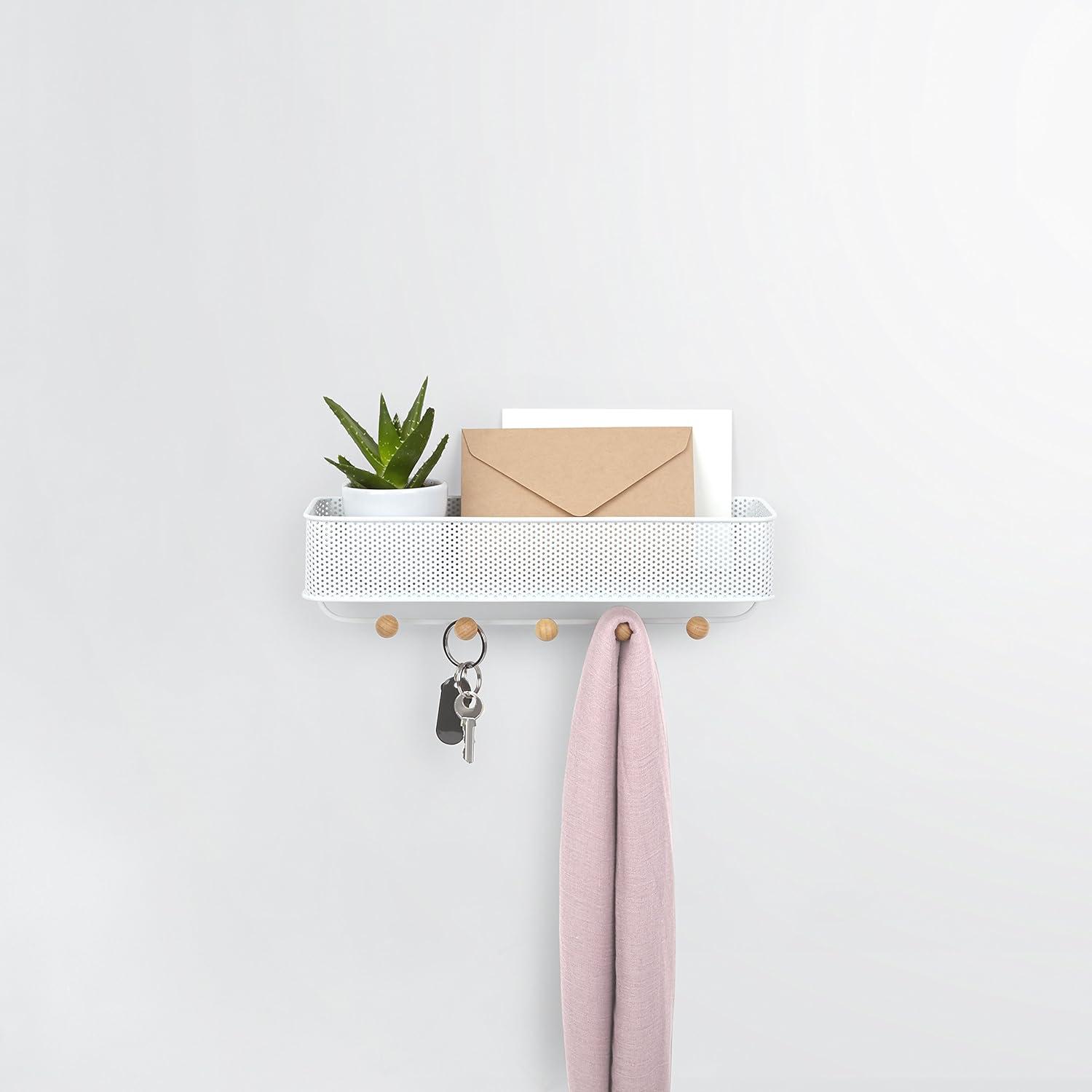 image:imageUmbra Estique Entryway Organizer Great for Storing Keys Small Accessories Mail Wallets and More Small WhiteNaturalWhiteNatural