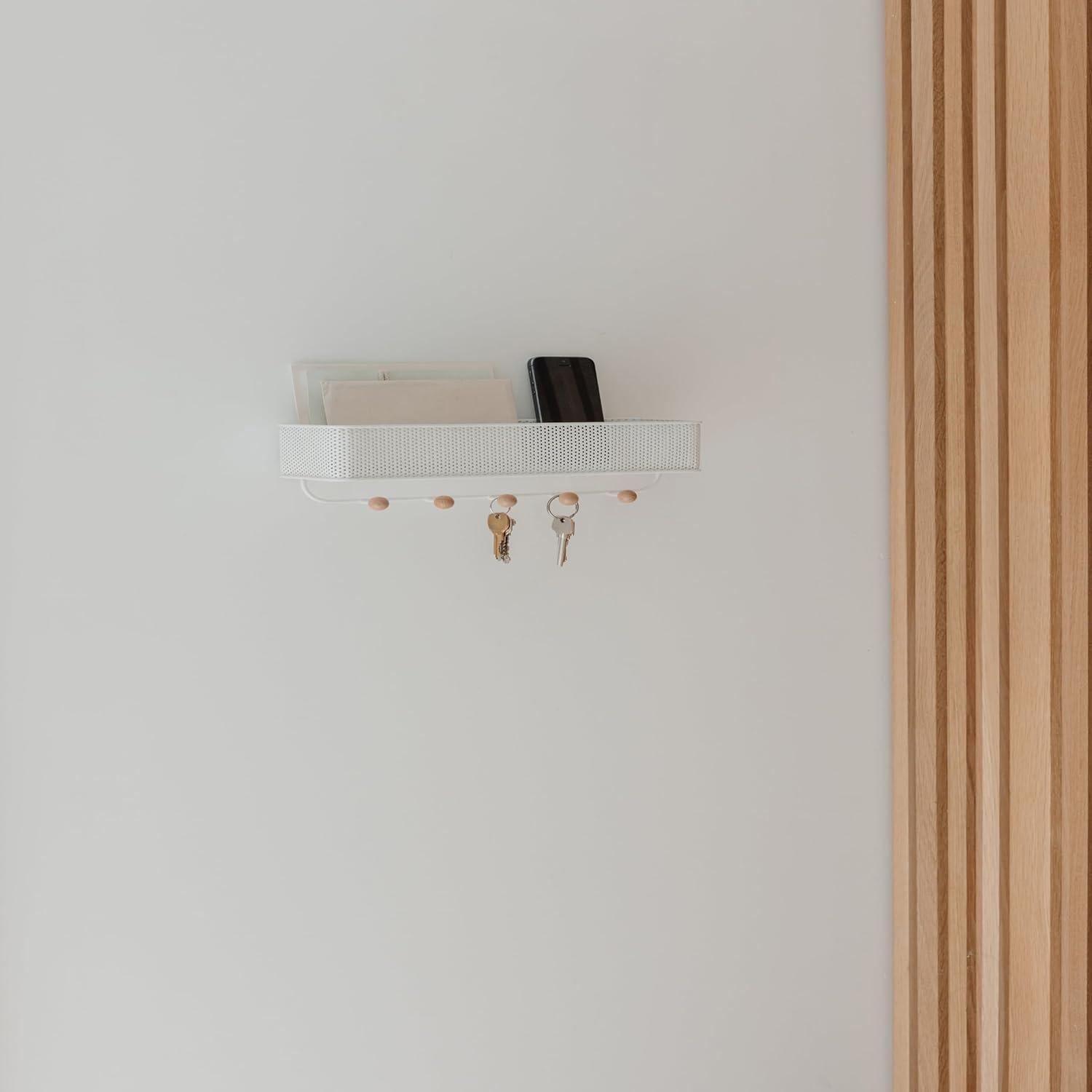 image:imageUmbra Estique Entryway Organizer Great for Storing Keys Small Accessories Mail Wallets and More Small WhiteNaturalWhiteNatural