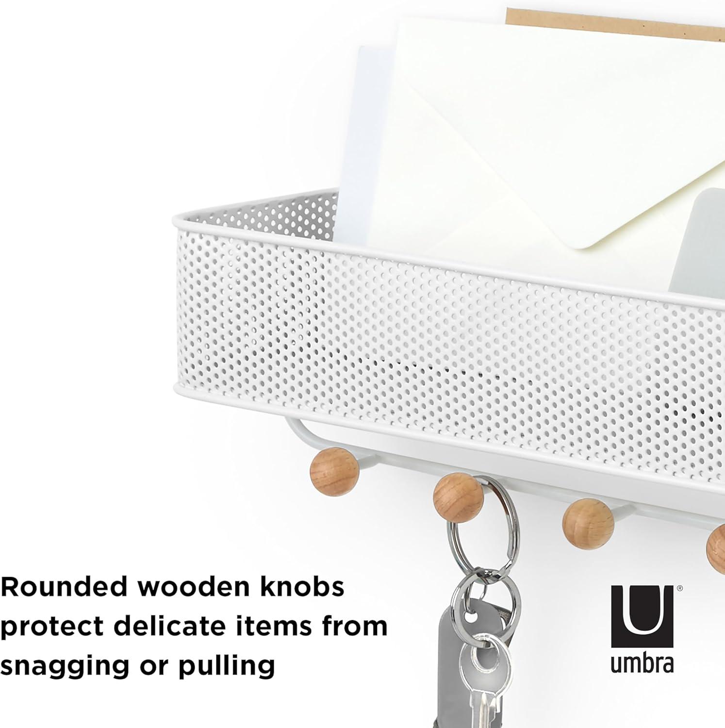 image:imageUmbra Estique Entryway Organizer Great for Storing Keys Small Accessories Mail Wallets and More Small WhiteNaturalWhiteNatural