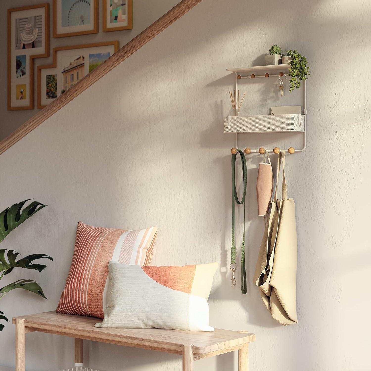 image:imageUmbra Estique Entryway Organizer Great for Storing Keys Small Accessories Mail Wallets and More Small WhiteNaturalWhiteNatural