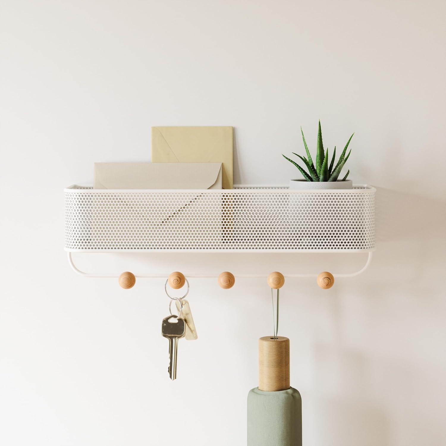 image:imageUmbra Estique Entryway Organizer Great for Storing Keys Small Accessories Mail Wallets and More Small WhiteNaturalWhiteNatural