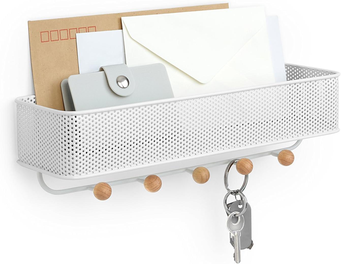 image:imageUmbra Estique Entryway Organizer Great for Storing Keys Small Accessories Mail Wallets and More Small WhiteNaturalWhiteNatural