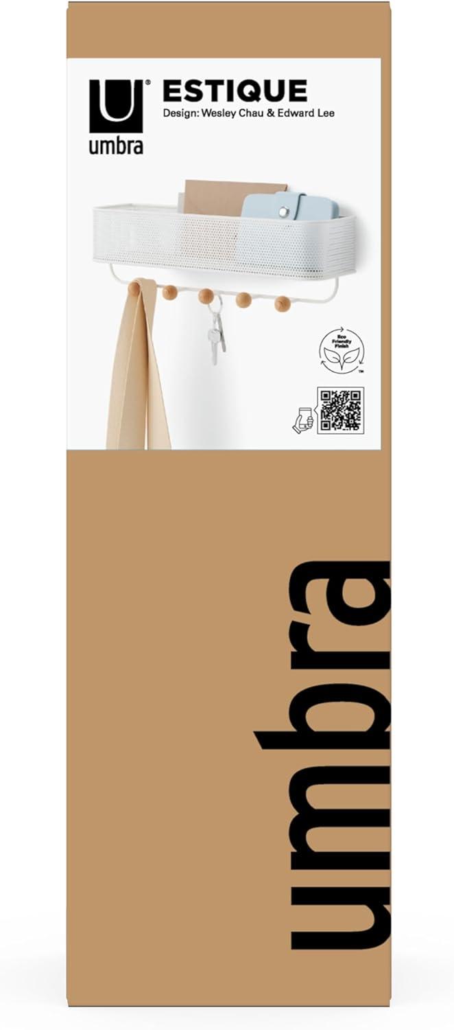 image:imageUmbra Estique Entryway Organizer Great for Storing Keys Small Accessories Mail Wallets and More Small WhiteNaturalWhiteNatural