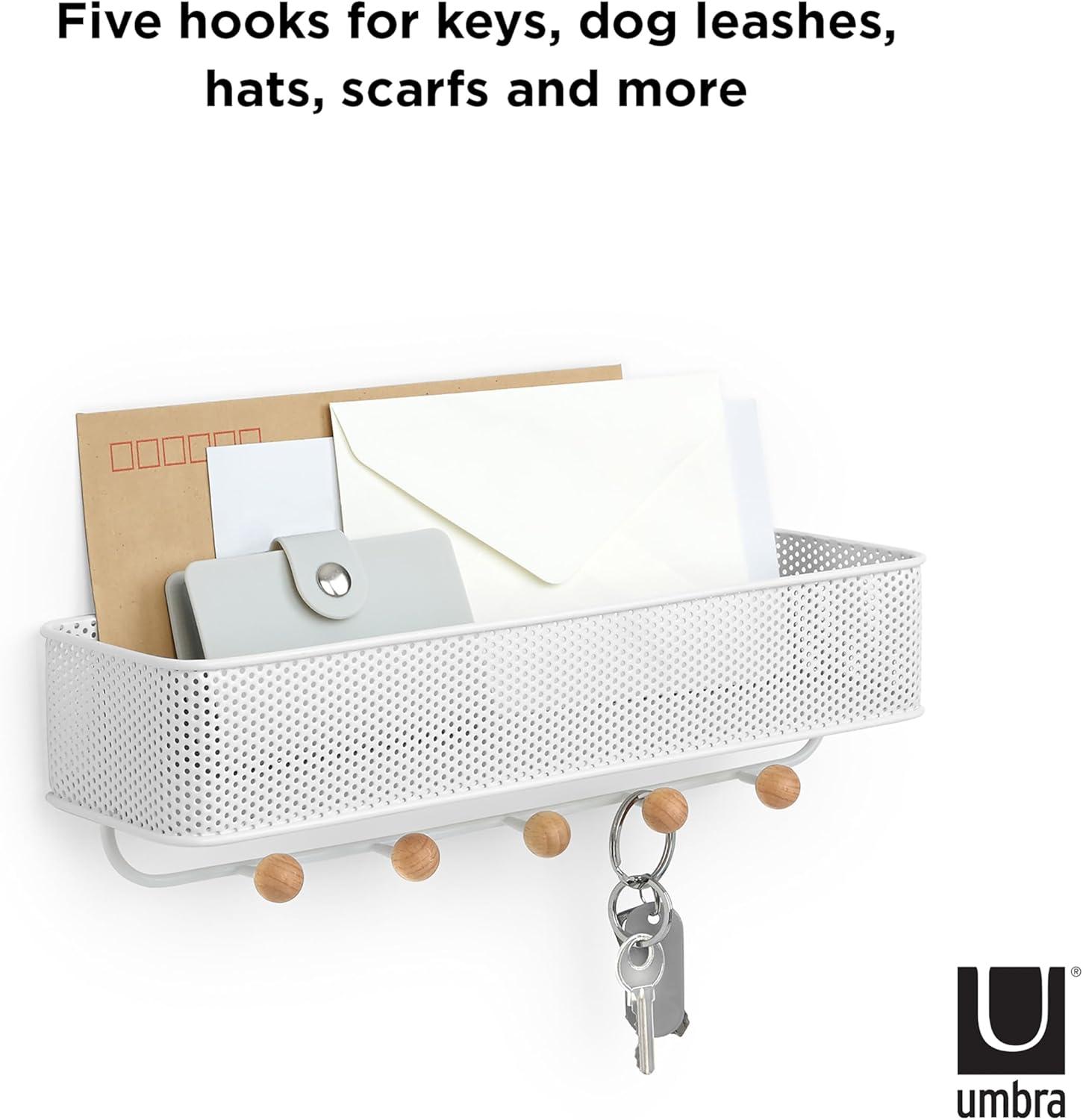 image:imageUmbra Estique Entryway Organizer Great for Storing Keys Small Accessories Mail Wallets and More Small WhiteNaturalWhiteNatural