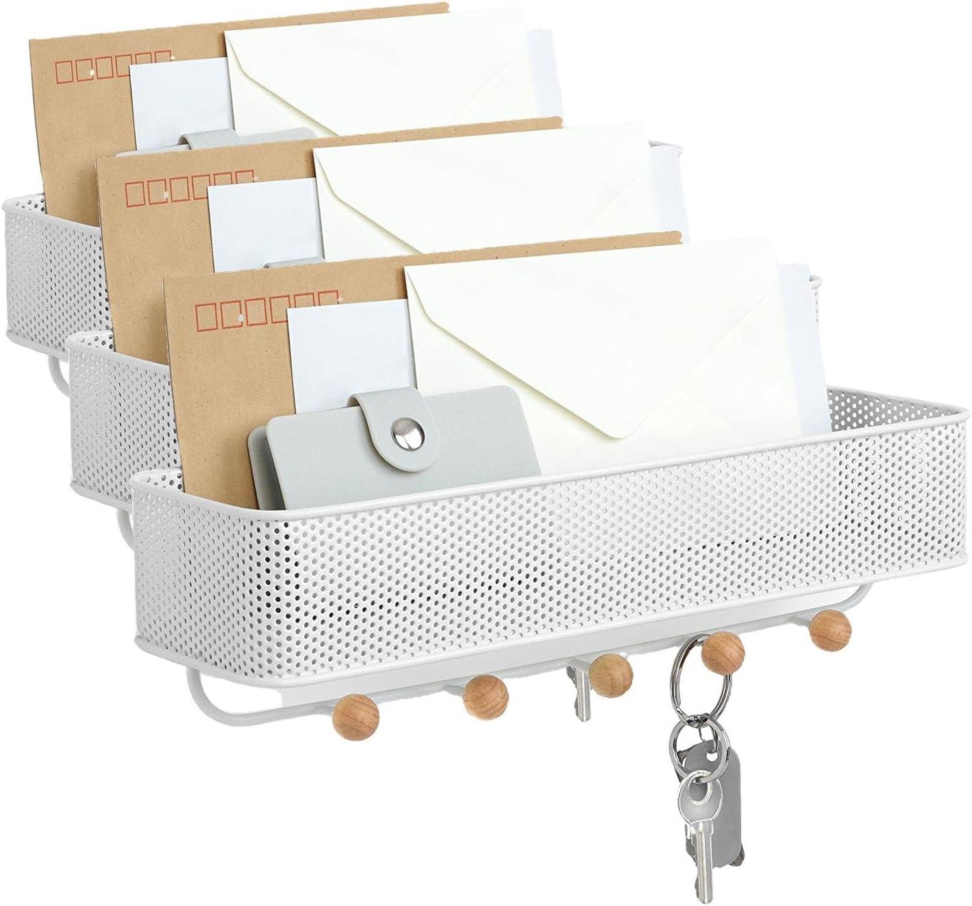 image:imageUmbra Estique Entryway Organizer Great for Storing Keys Small Accessories Mail Wallets and More Small WhiteNaturalWhiteNatural