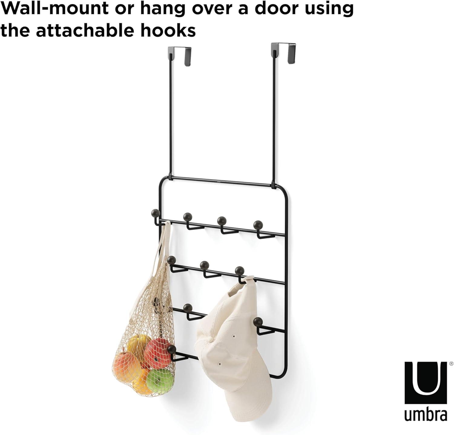 image:imageUmbra Estique Over The Door Coat Rack amp MultiUse Organizer for Coats Bags Hats amp More WhiteNaturalBlackWalnut