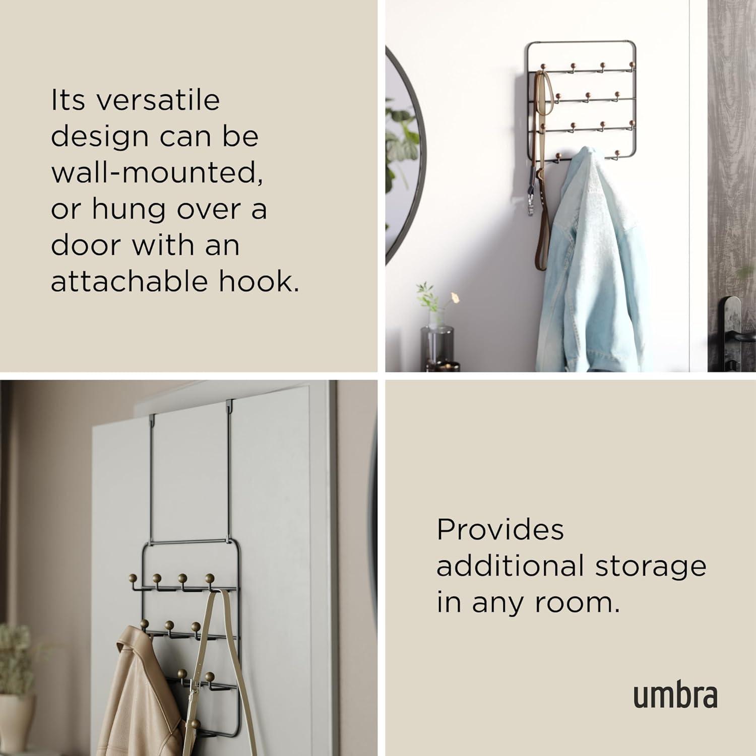 image:imageUmbra Estique Over The Door Coat Rack amp MultiUse Organizer for Coats Bags Hats amp More WhiteNaturalBlackWalnut