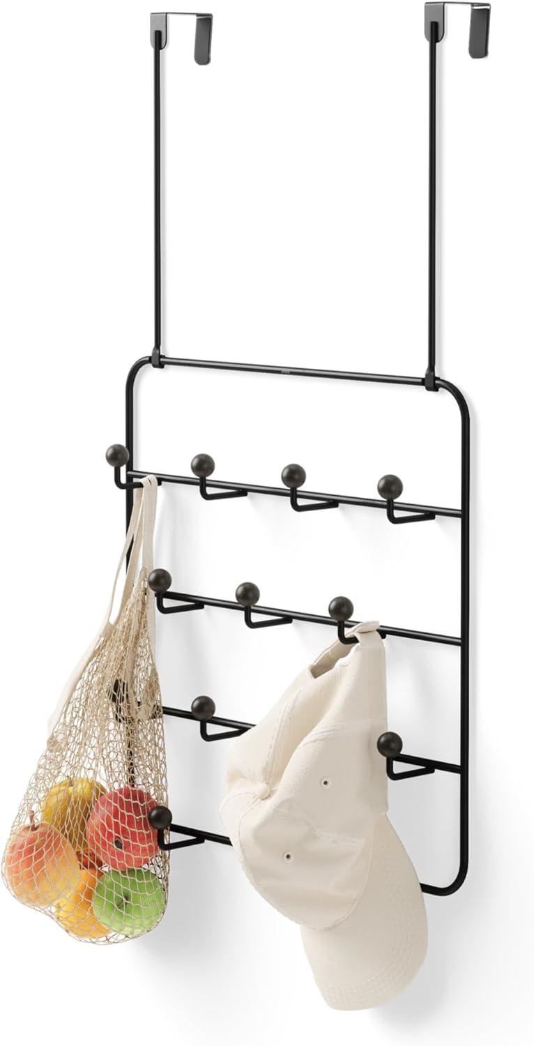 image:imageUmbra Estique Over The Door Coat Rack amp MultiUse Organizer for Coats Bags Hats amp More WhiteNaturalBlackWalnut