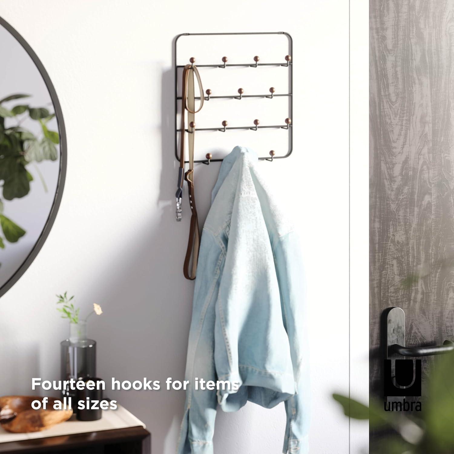 image:imageUmbra Estique Over The Door Coat Rack amp MultiUse Organizer for Coats Bags Hats amp More WhiteNaturalBlackWalnut