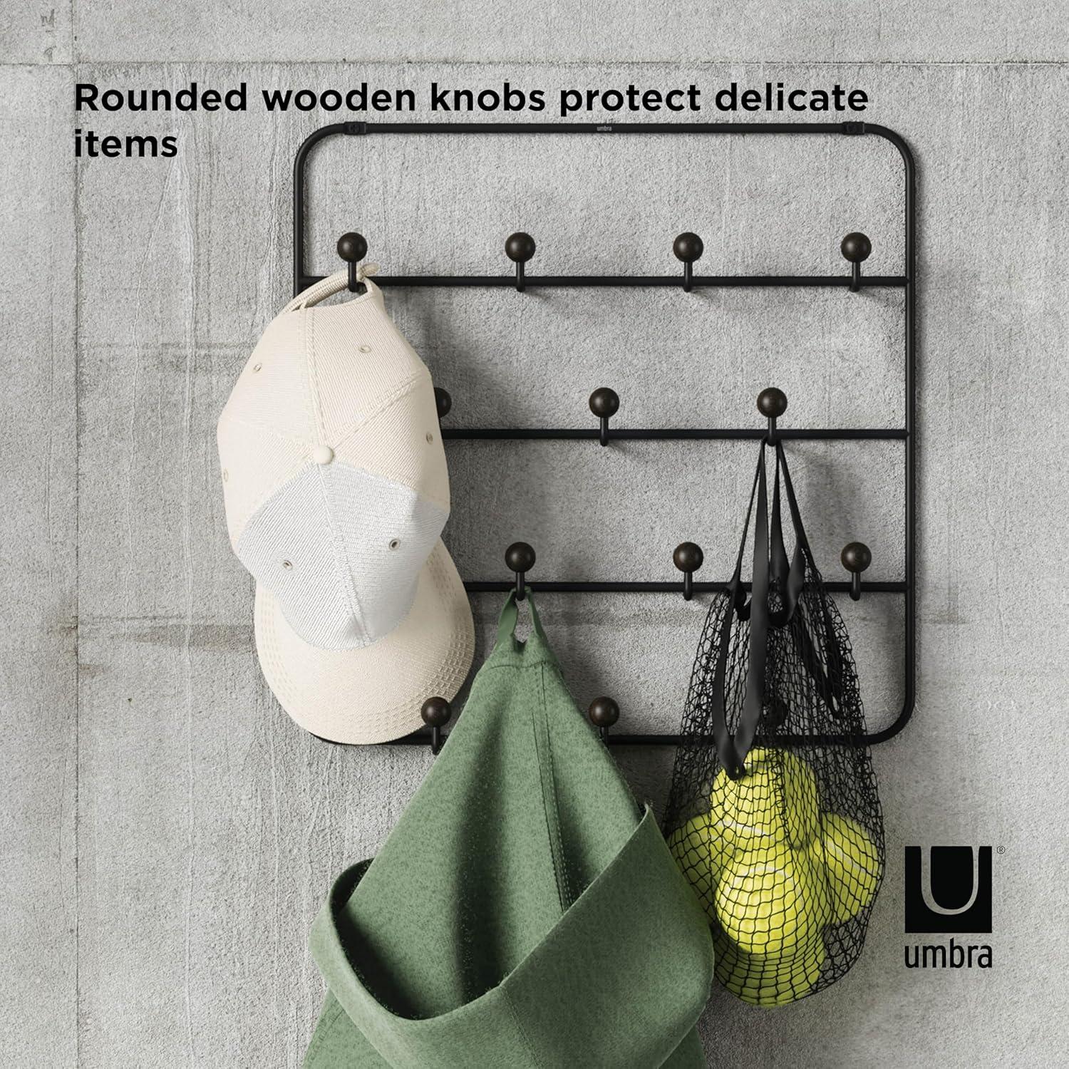 image:imageUmbra Estique Over The Door Coat Rack amp MultiUse Organizer for Coats Bags Hats amp More WhiteNaturalBlackWalnut